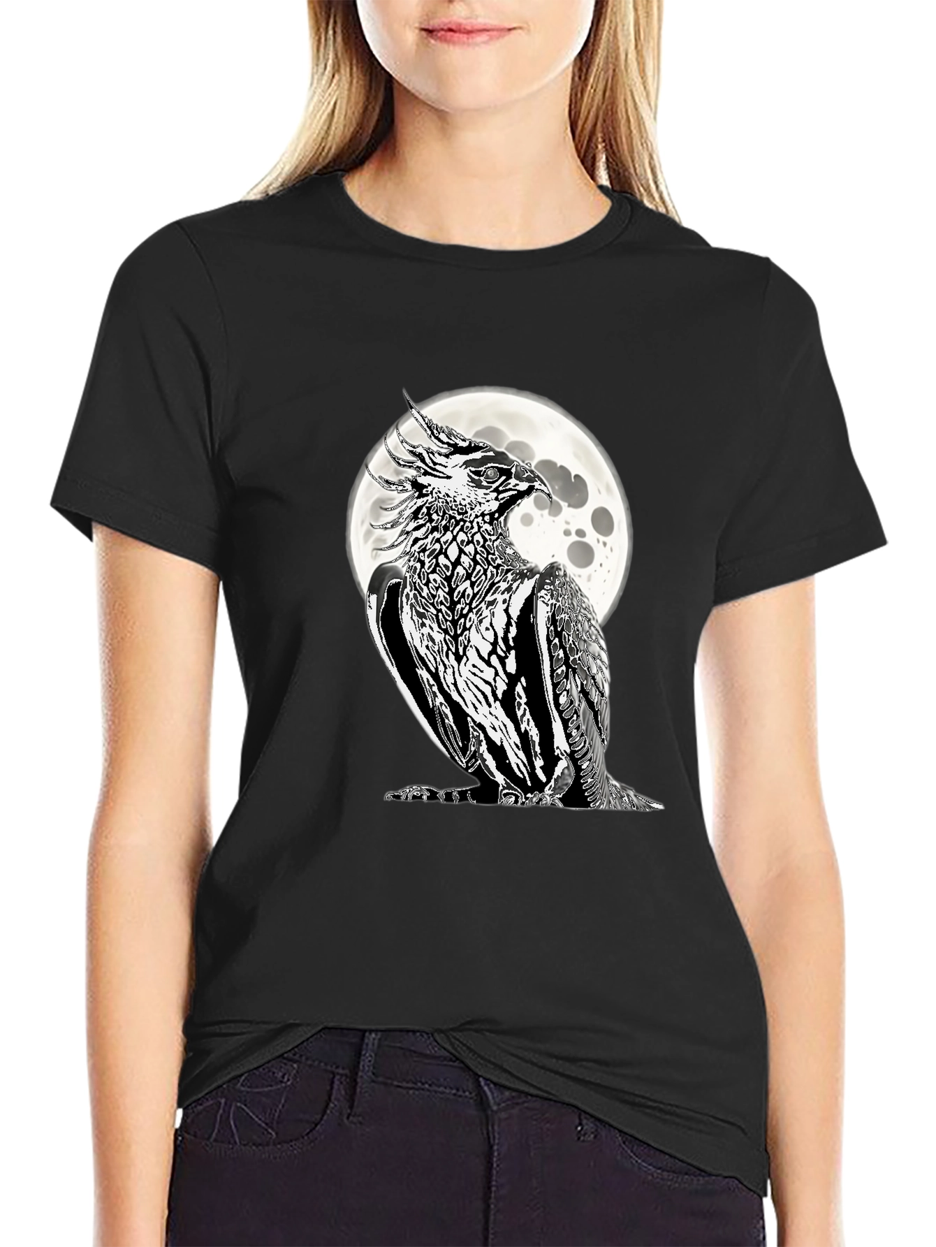 Phoenix Moon Graphic Tee - Black