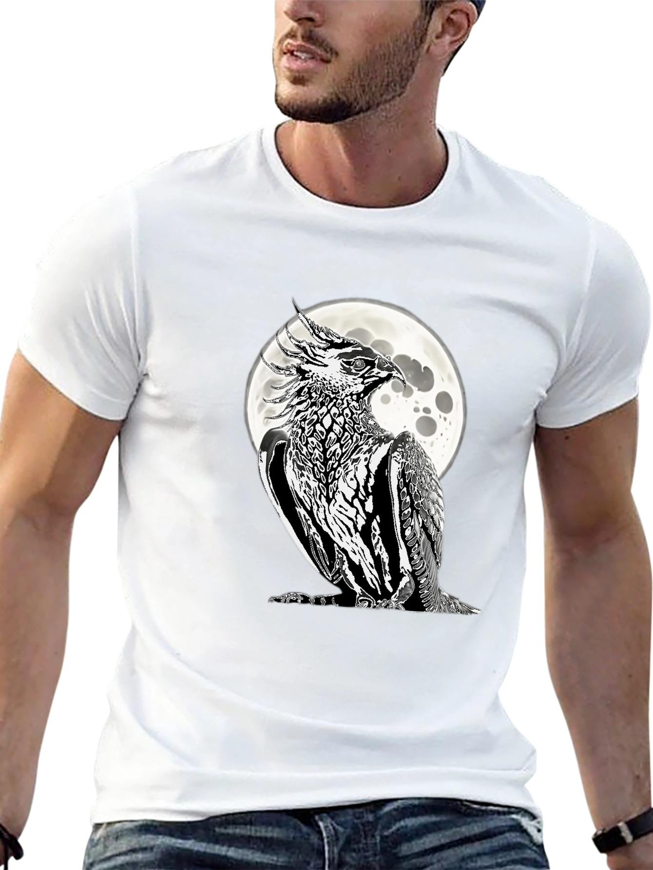 Phoenix Moon Graphic Tee - Black