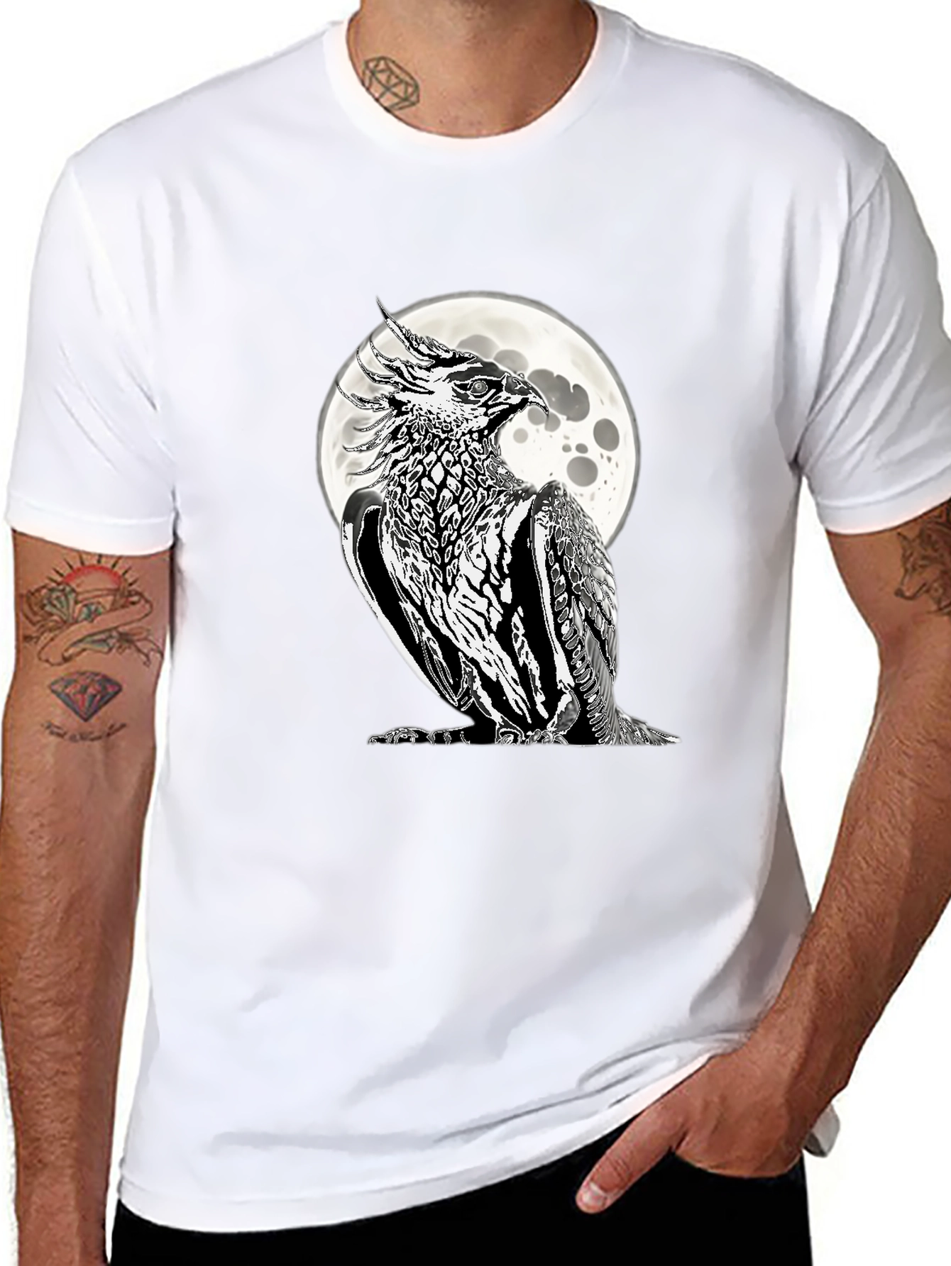 Phoenix Moon Graphic Tee - Black