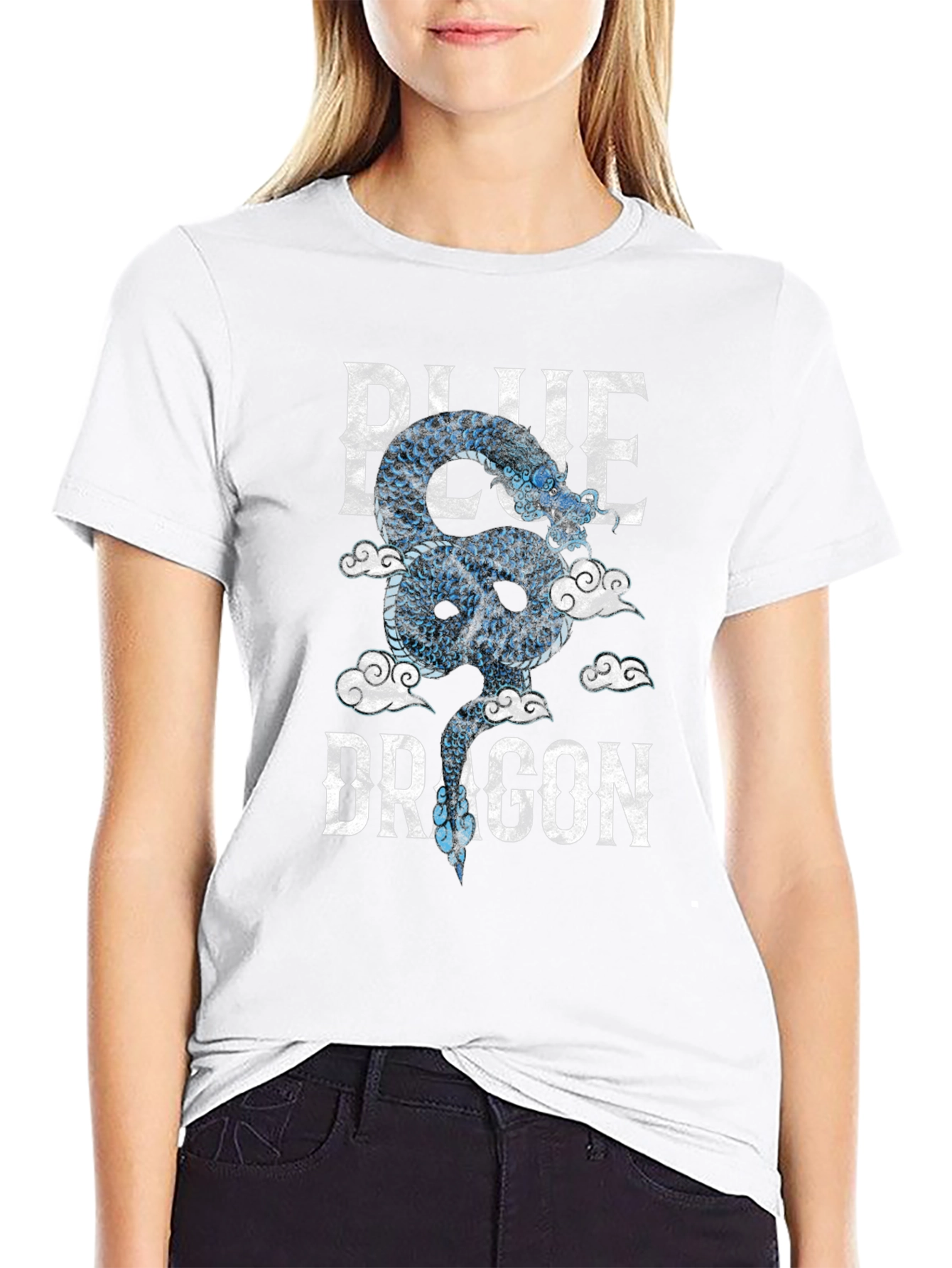 Blue Dragon Graphic Tee - Mens Black Cotton T-Shirt