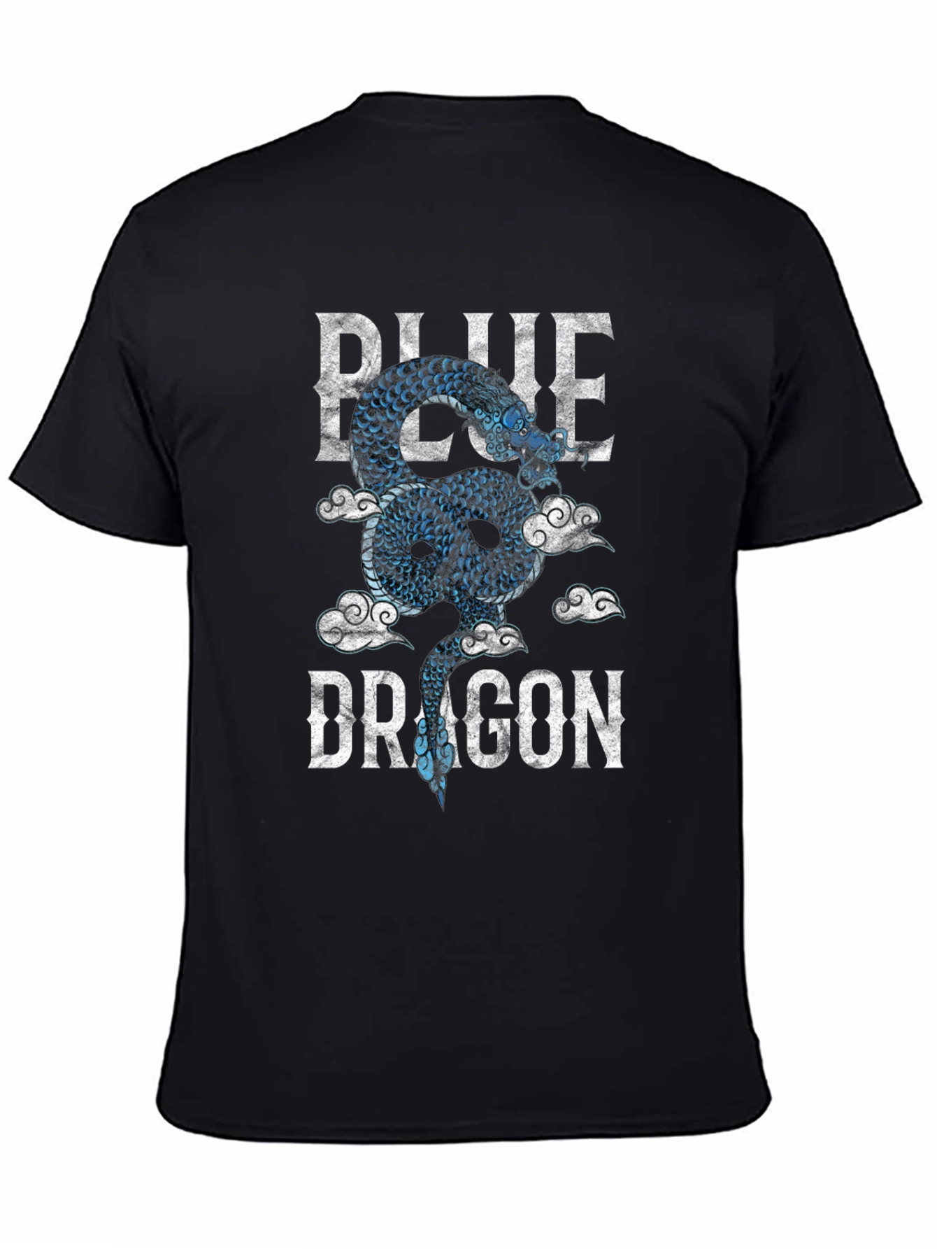 Blue Dragon Graphic Tee - Mens Black Cotton T-Shirt