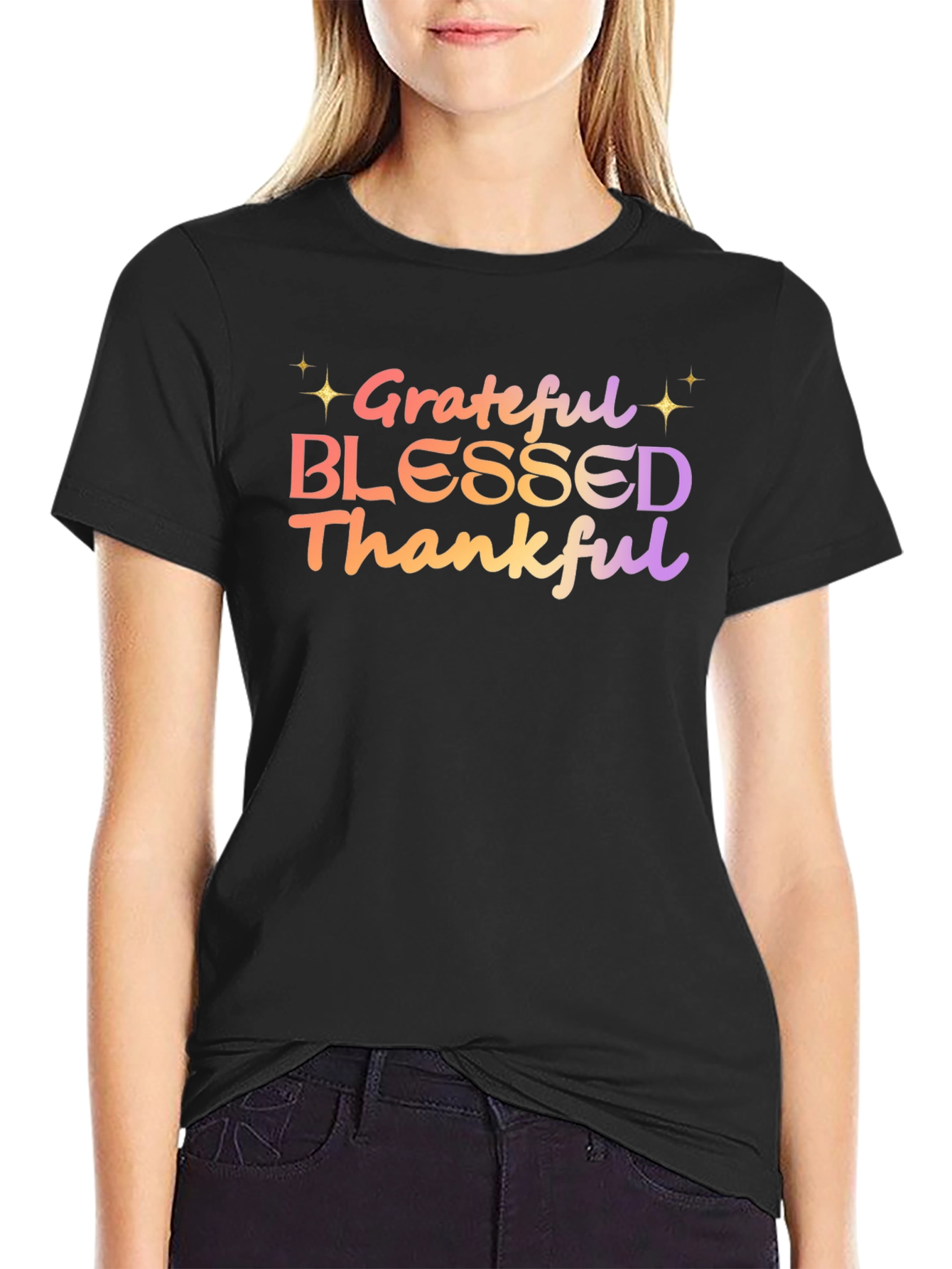Grateful Blessed Thankful Graphic Tee