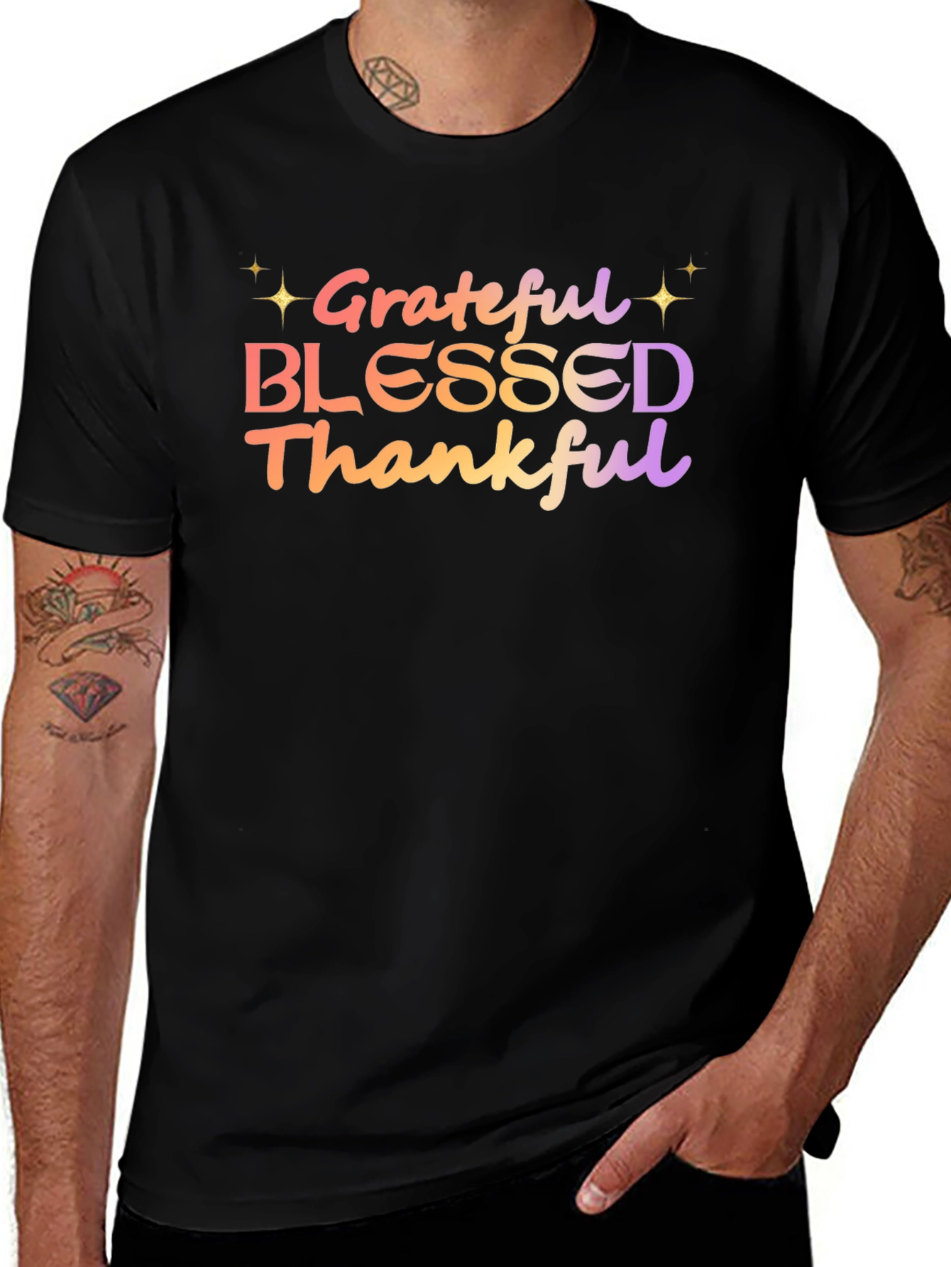 Grateful Blessed Thankful Graphic Tee