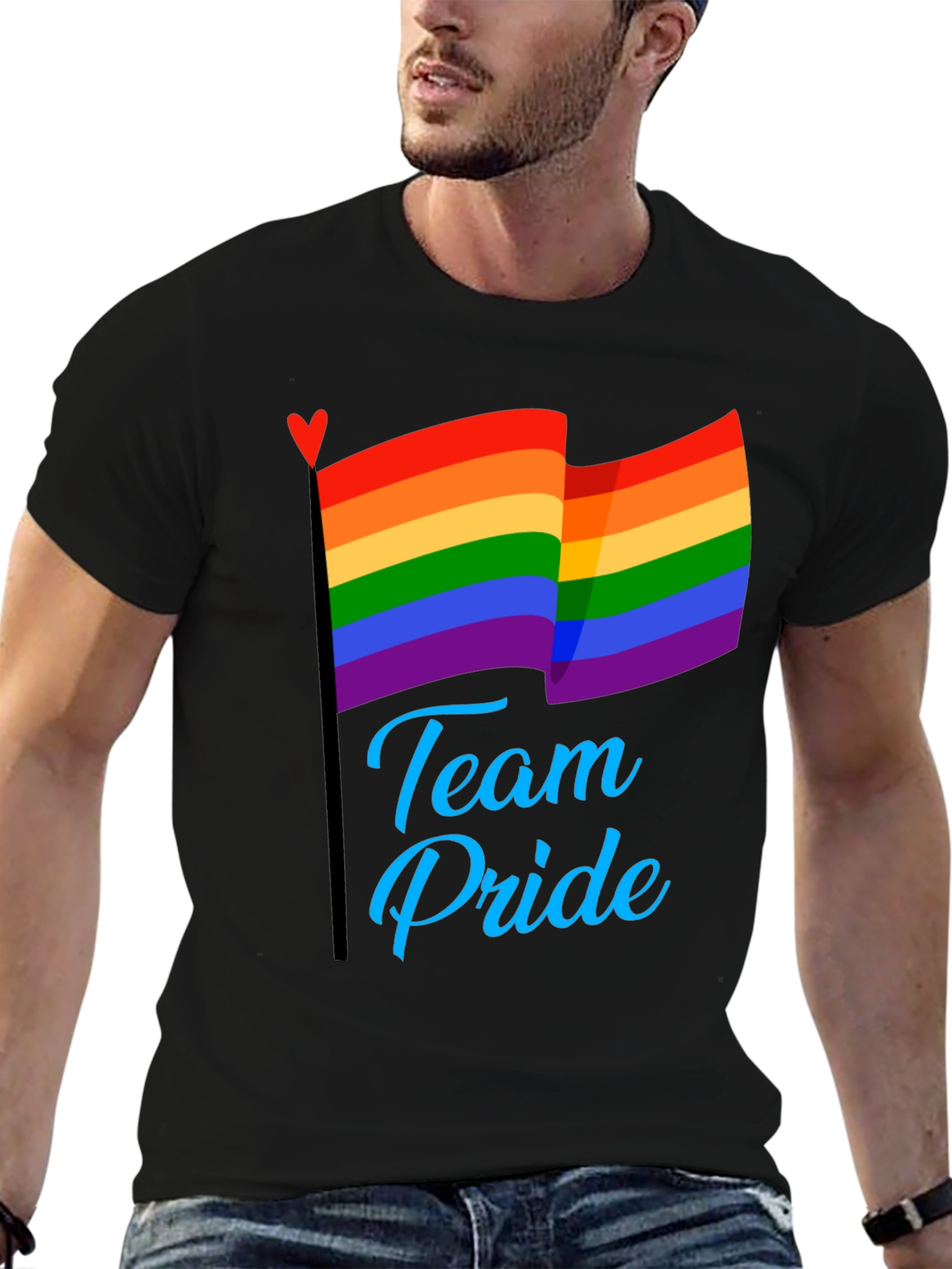 Team Pride LGBT Rainbow Flag Graphic T-Shirt
