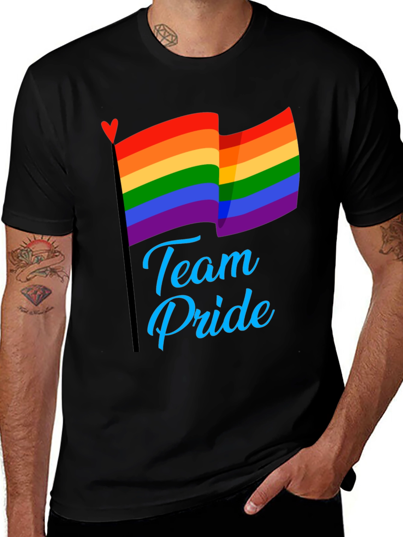 Team Pride LGBT Rainbow Flag Graphic T-Shirt