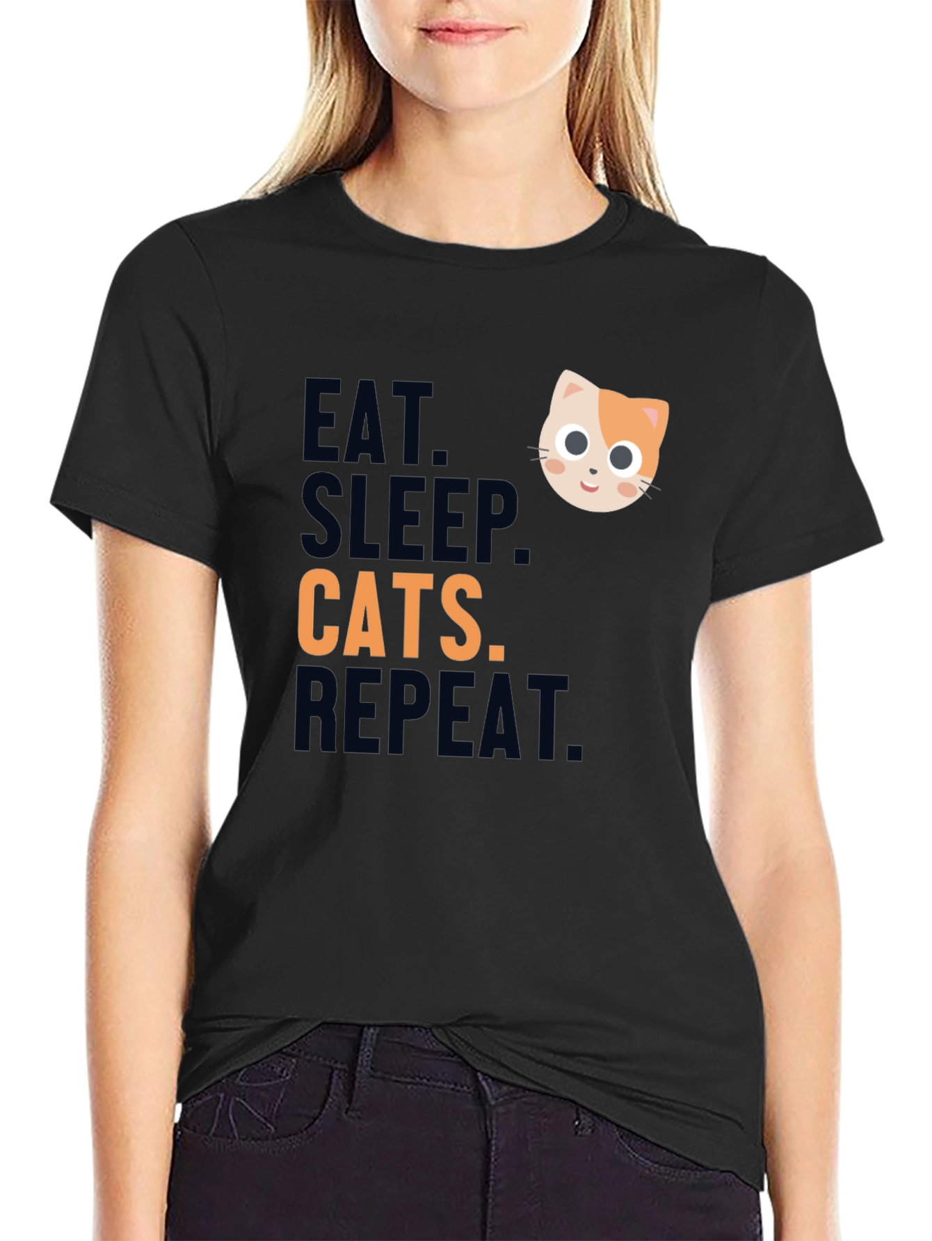 Eat Sleep Cats Repeat T-Shirt - Cat Lover Tee