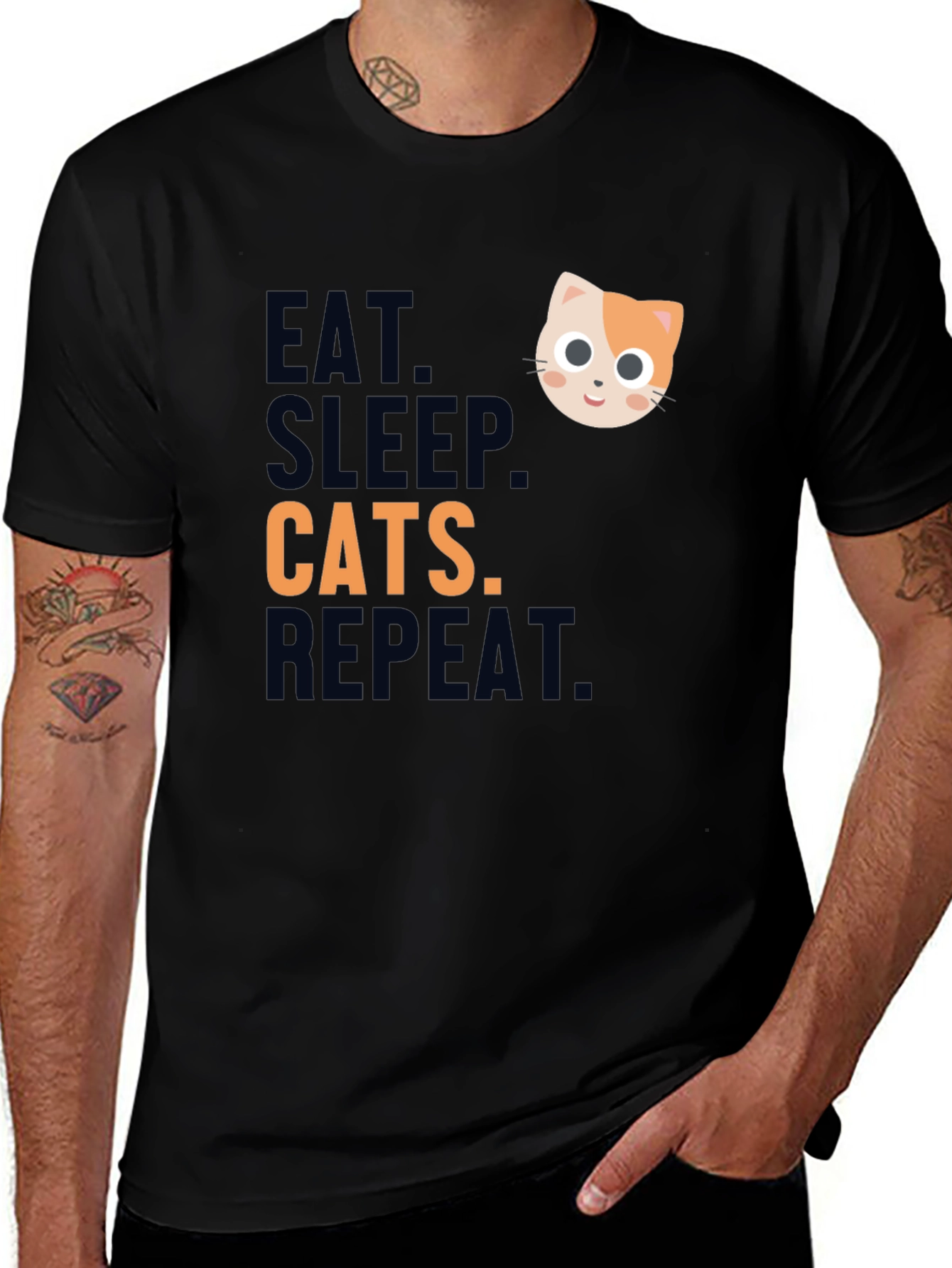 Eat Sleep Cats Repeat T-Shirt - Cat Lover Tee