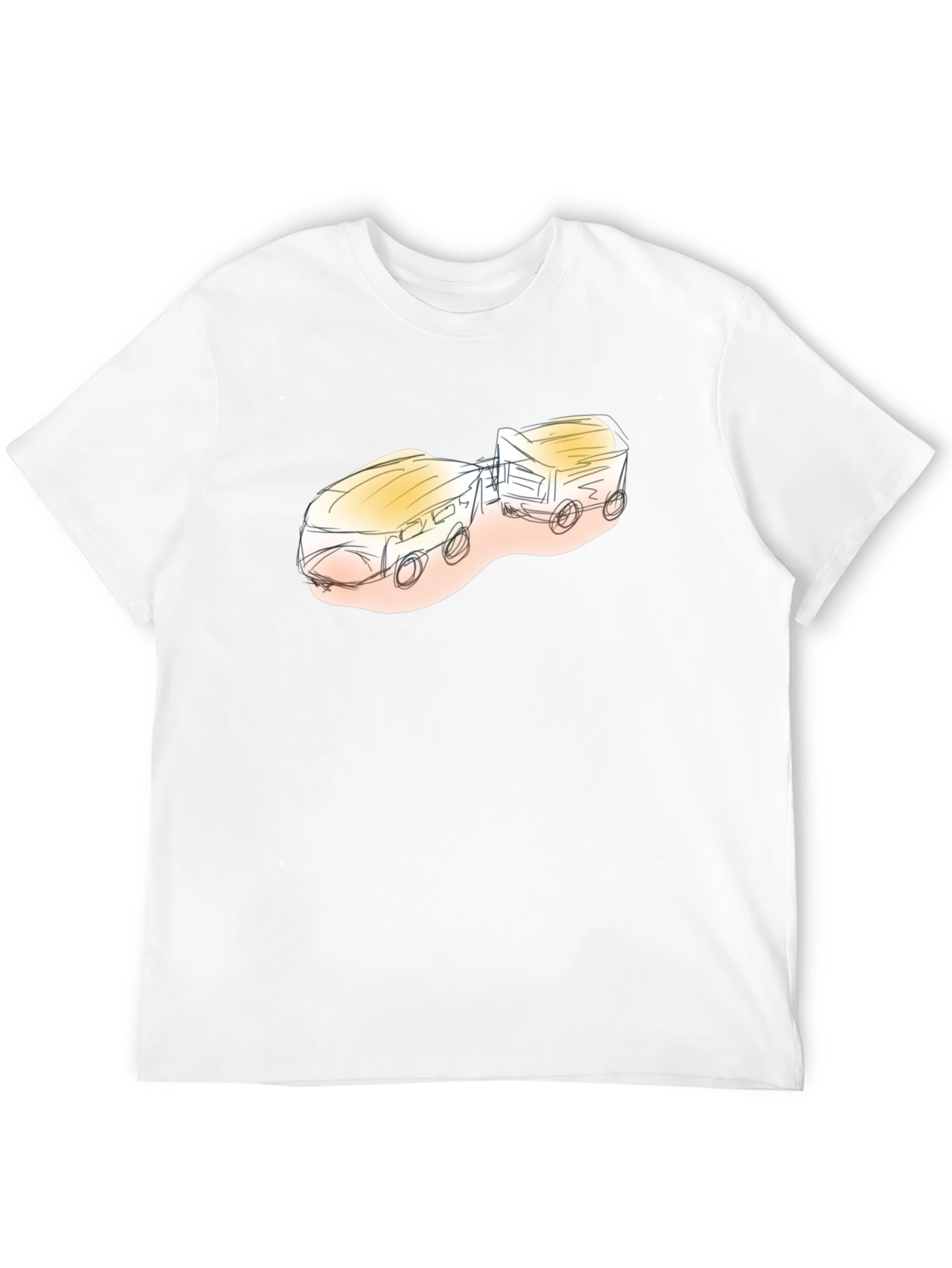 Sketch Style Train Graphic Tee - Black Cotton Blend