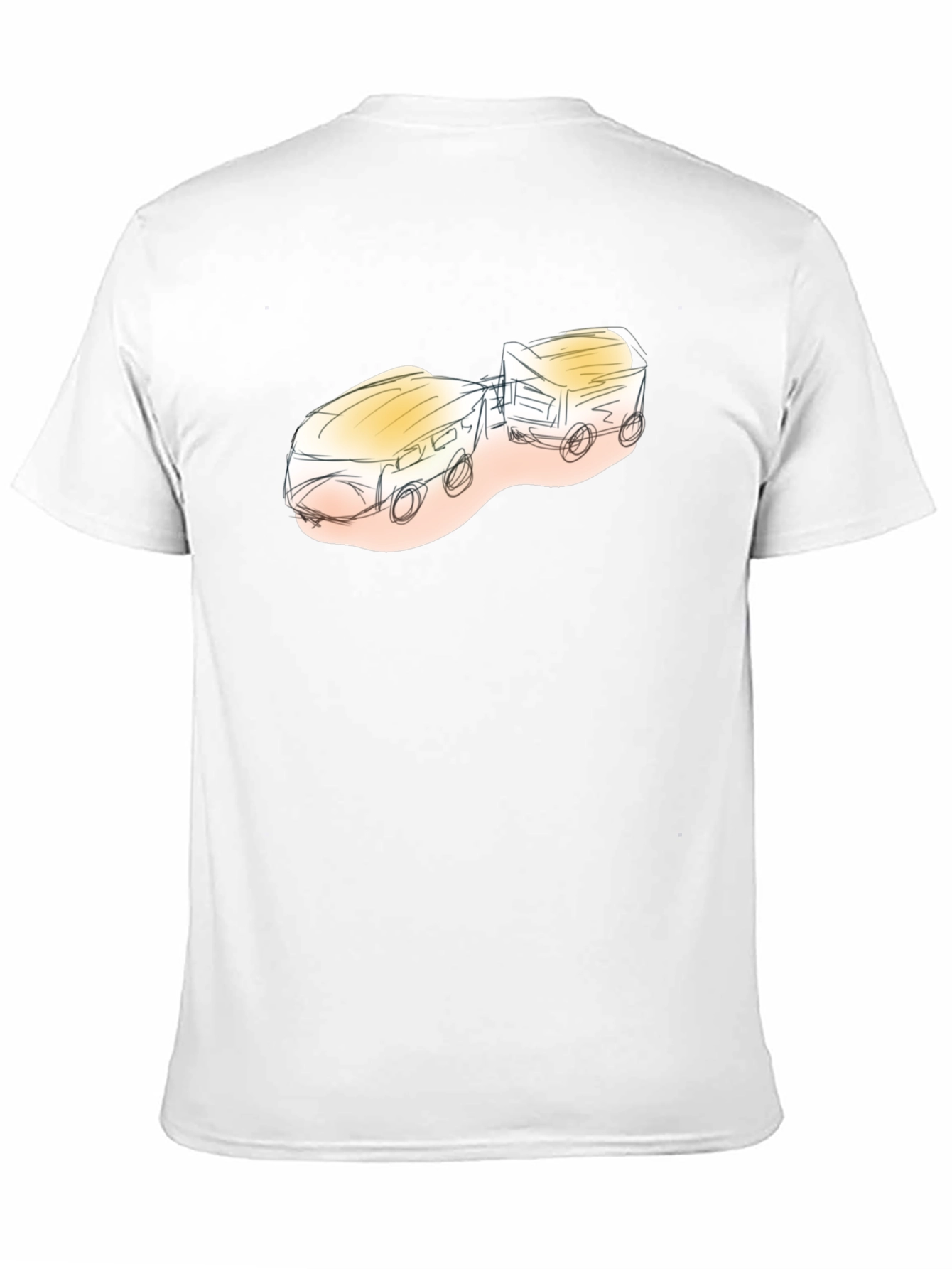 Sketch Style Train Graphic Tee - Black Cotton Blend