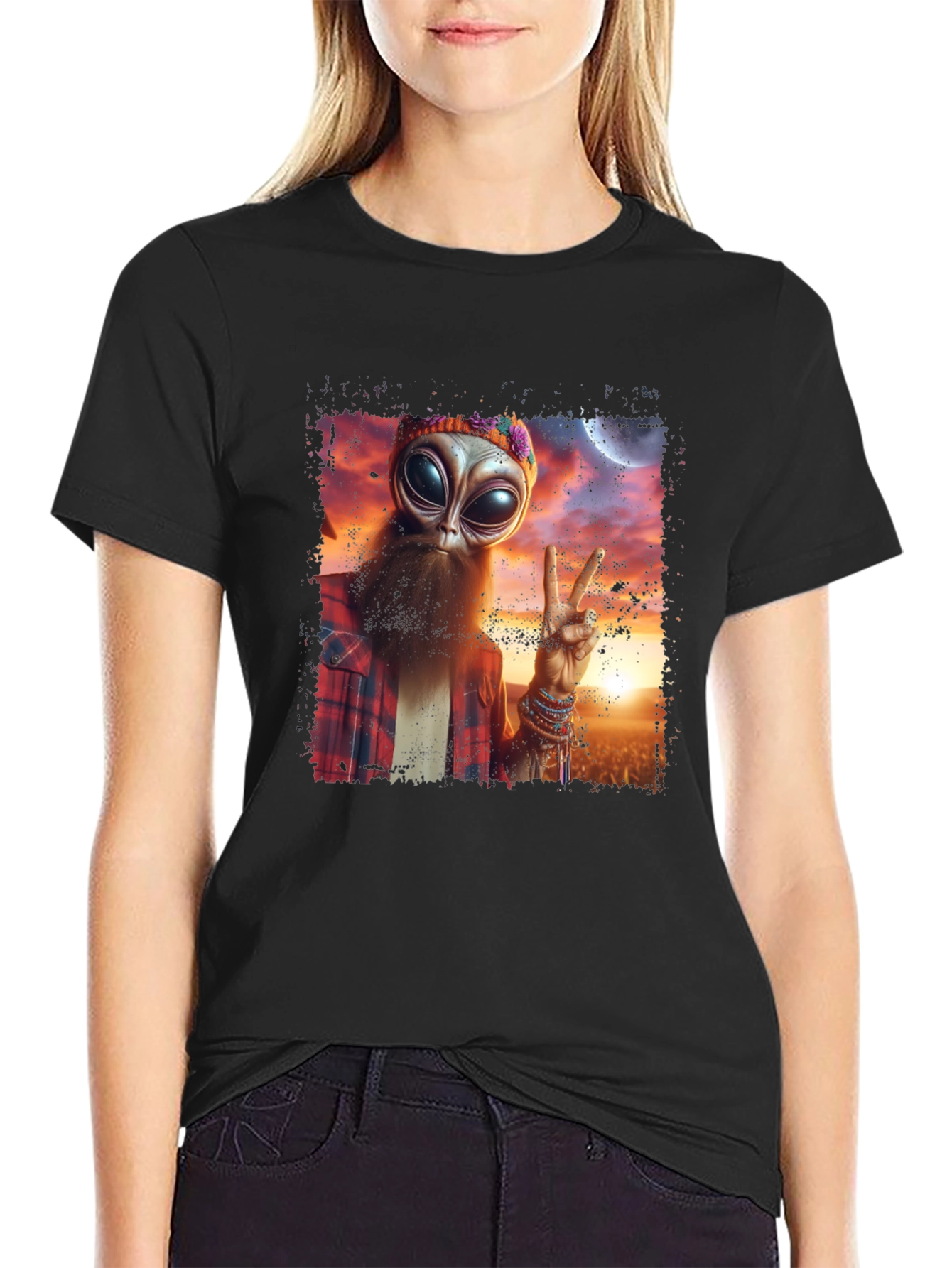 Hippie Alien T-Shirt - Peace & Style