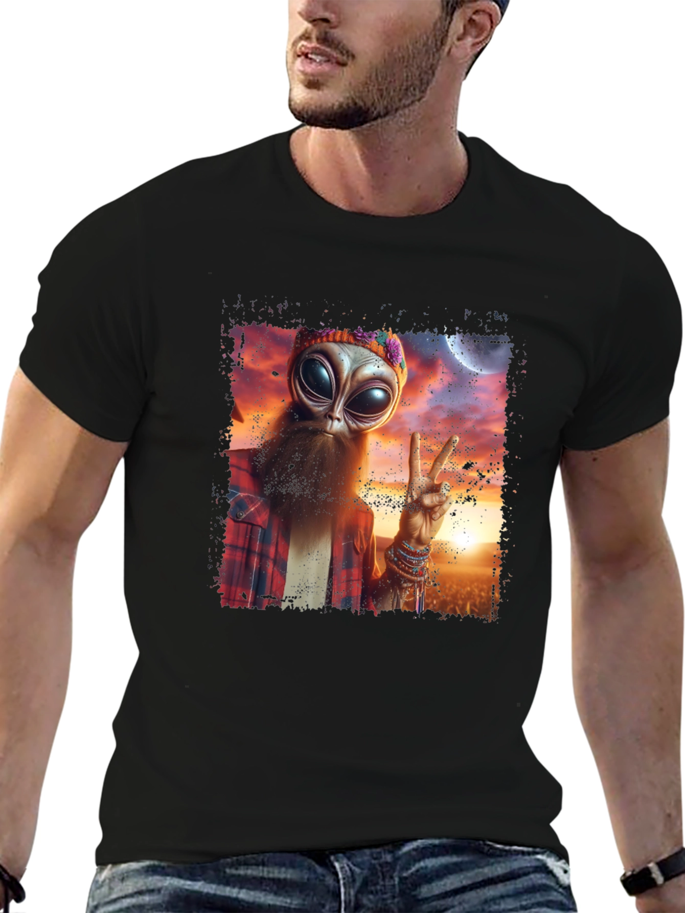Hippie Alien T-Shirt - Peace & Style