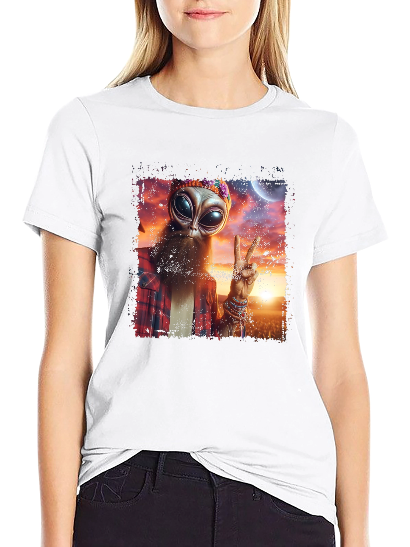 Hippie Alien T-Shirt - Peace & Style