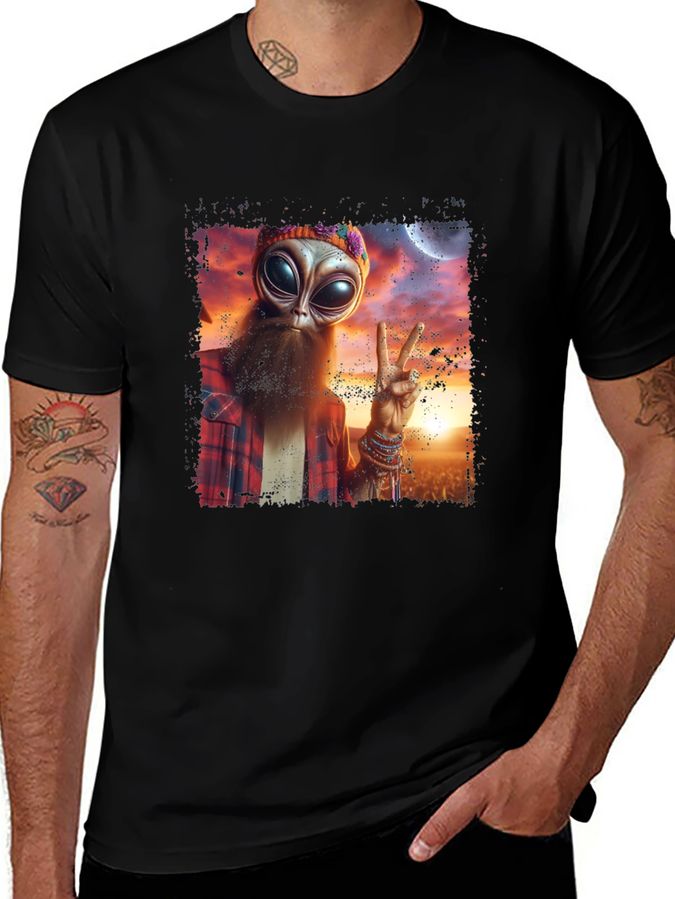 Hippie Alien T-Shirt - Peace & Style