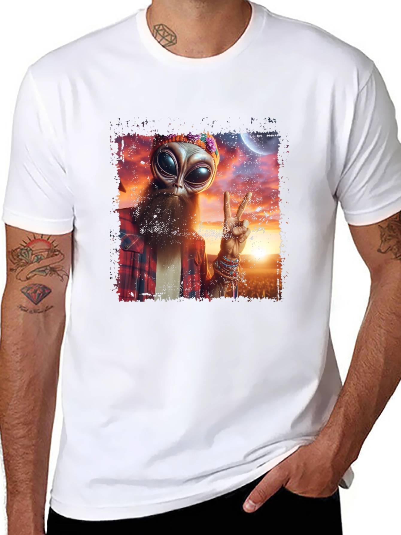 Hippie Alien T-Shirt - Peace & Style