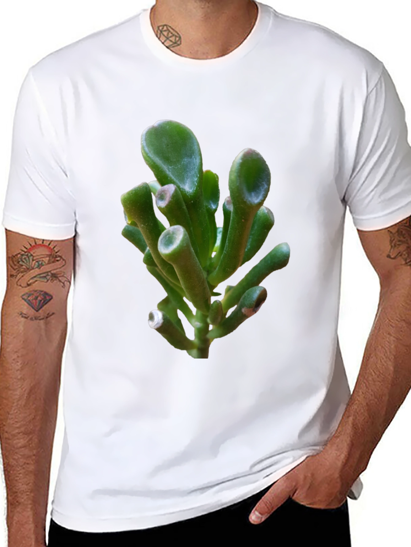 Unique Succulent Graphic Tee - Black Cotton T-Shirt
