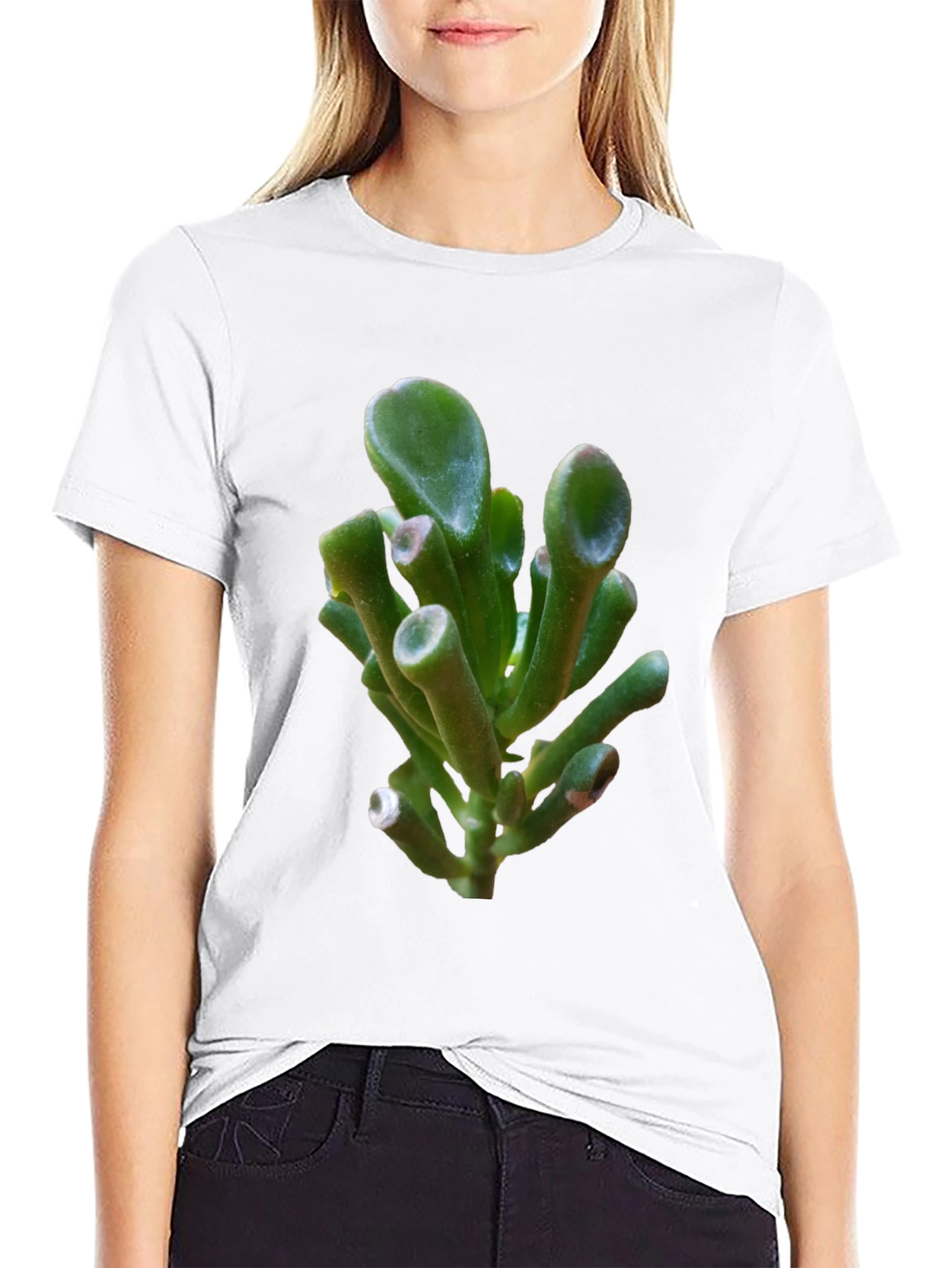Unique Succulent Graphic Tee - Black Cotton T-Shirt