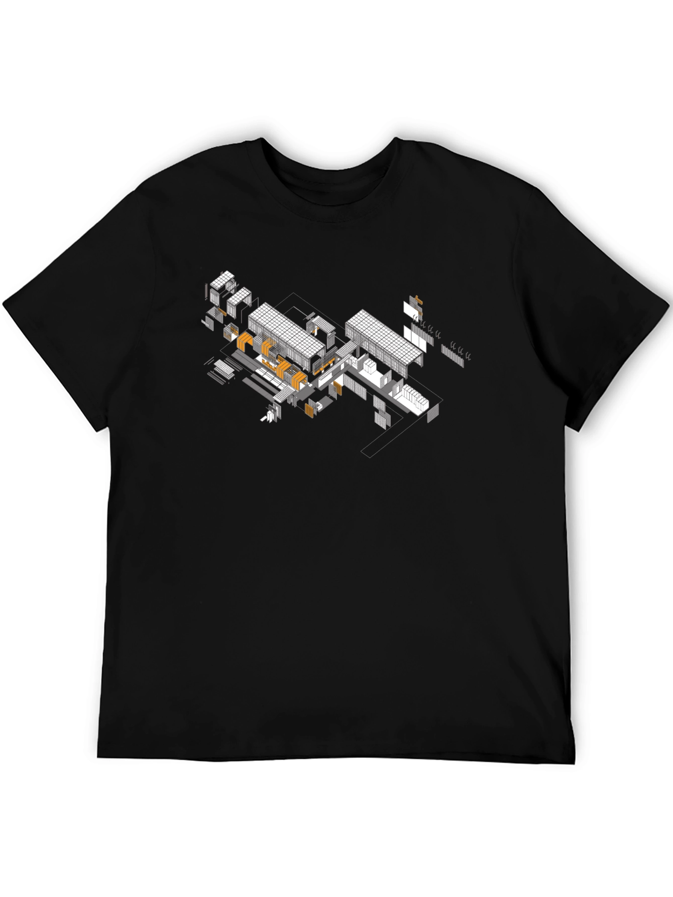 Architectural Isometric Design Black T-Shirt