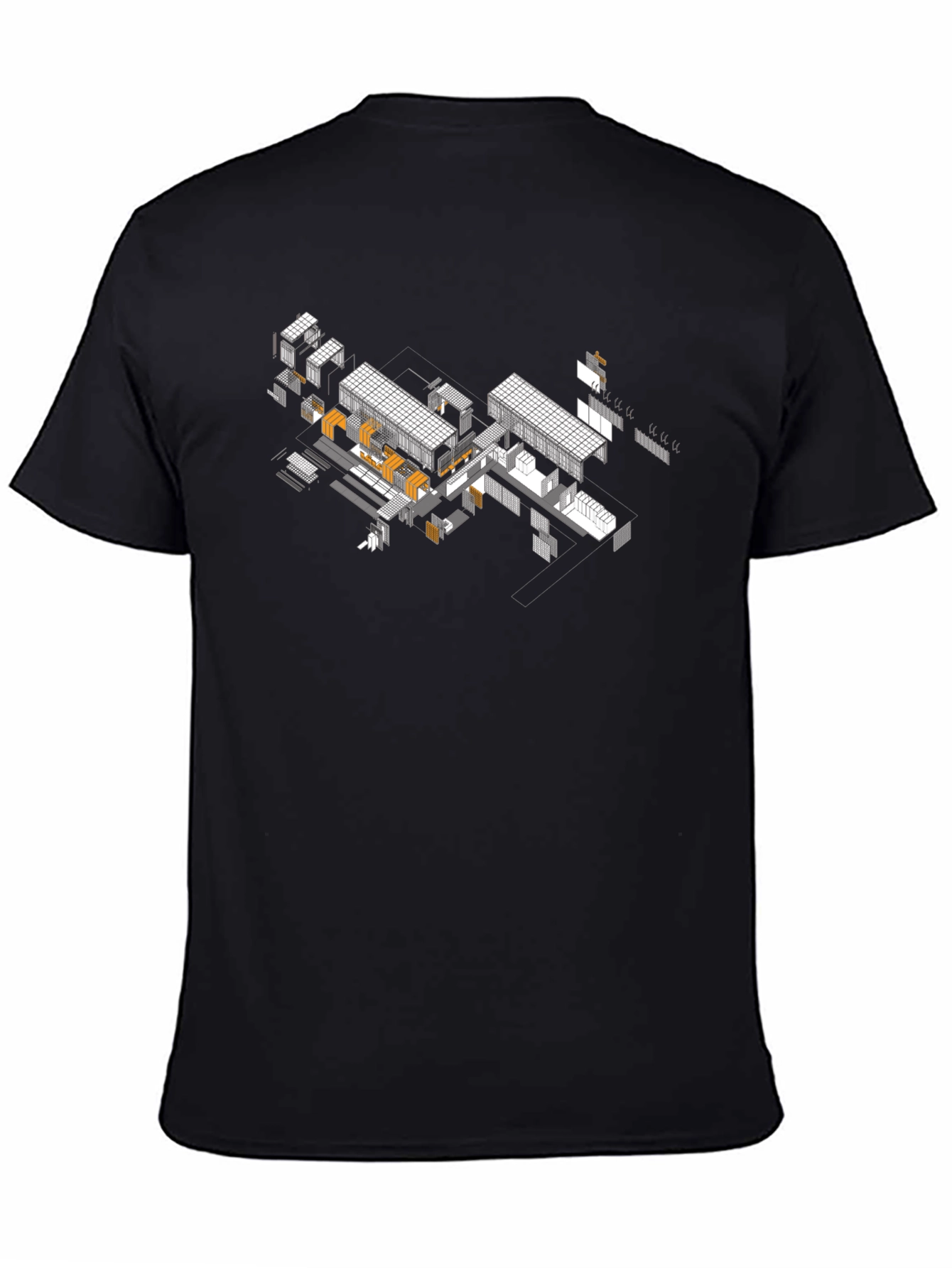 Architectural Isometric Design Black T-Shirt
