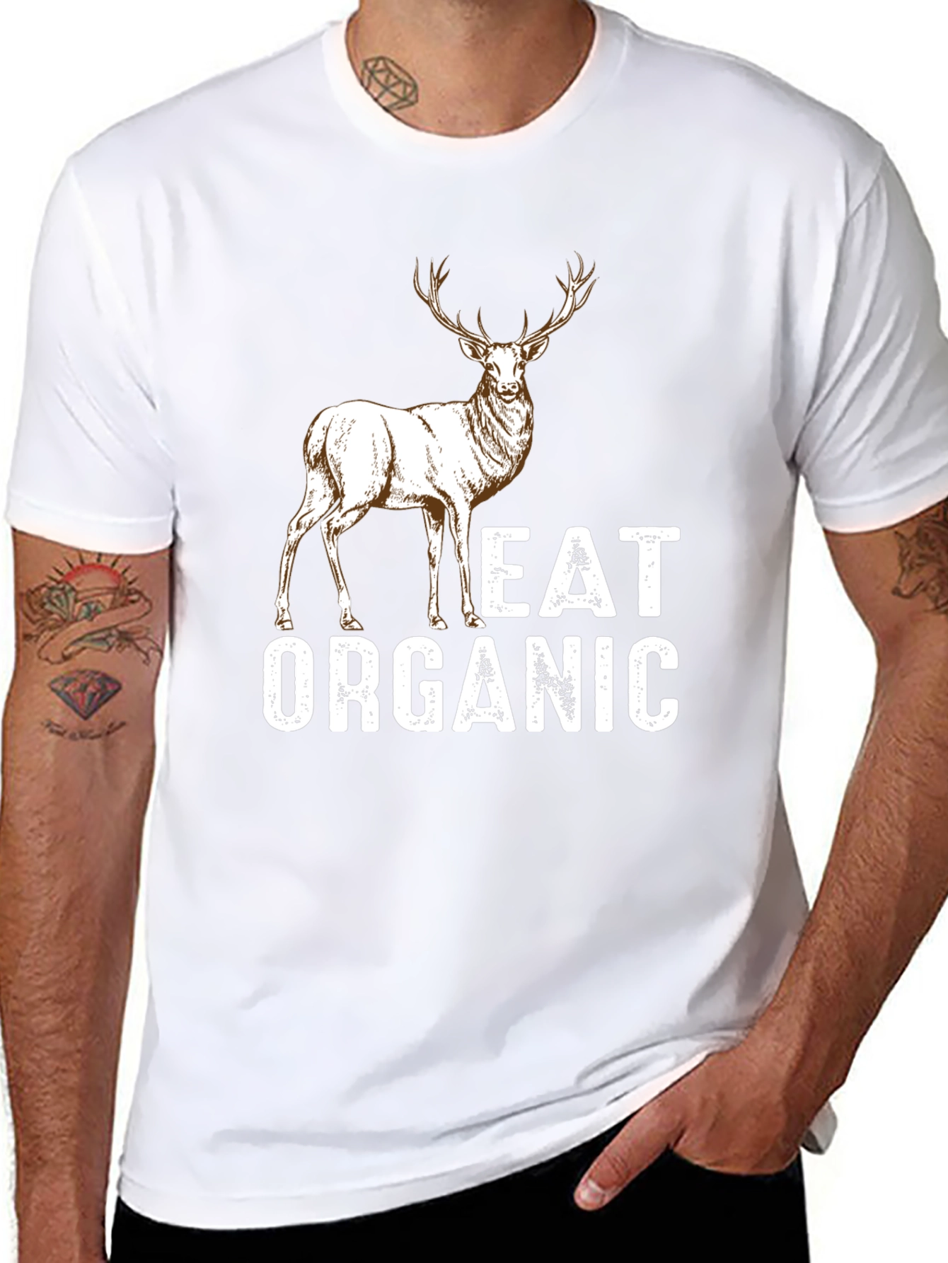Eat Organic Deer Graphic T-Shirt - Mens