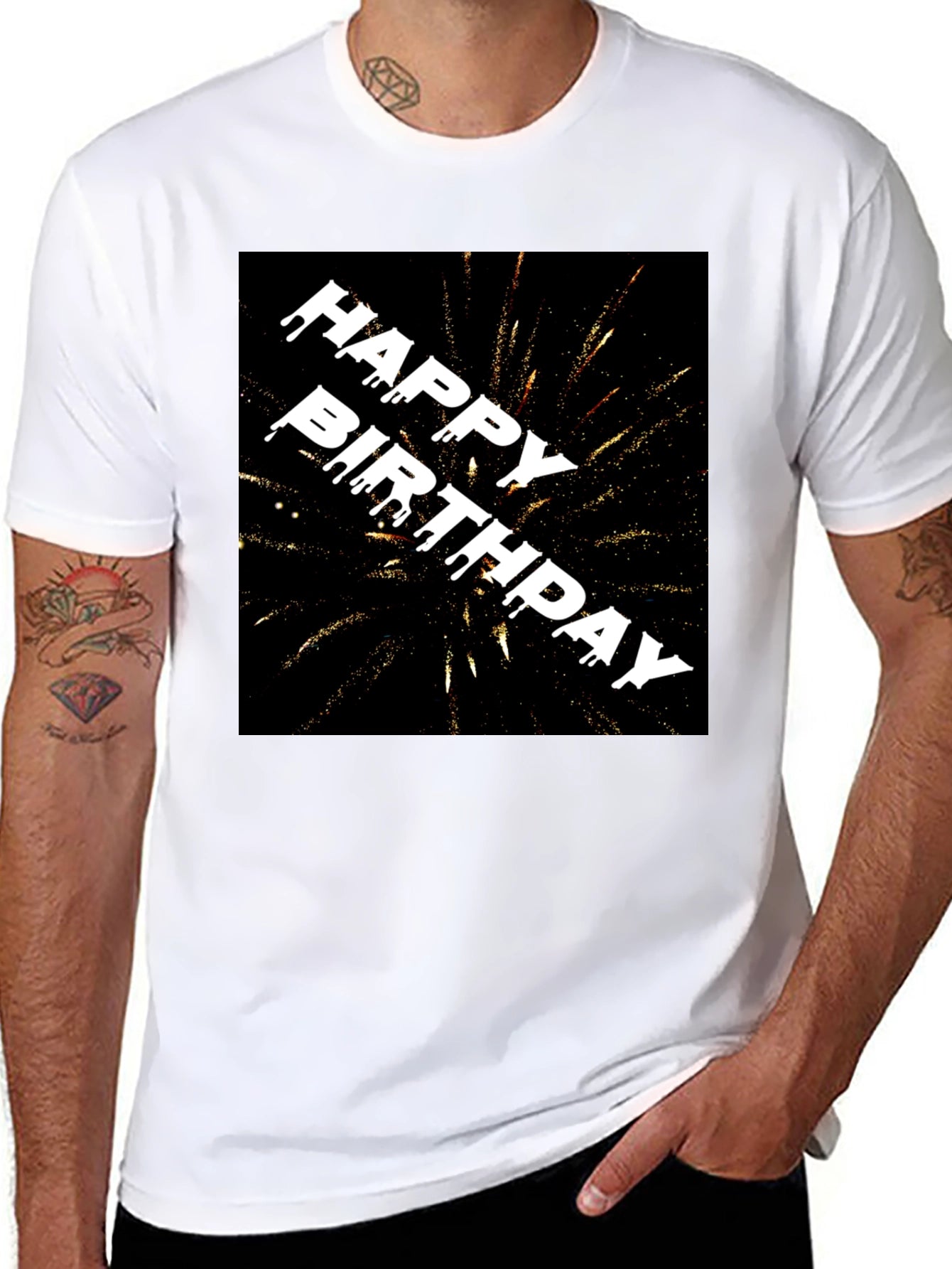 Happy Birthday Fireworks Graphic Tee