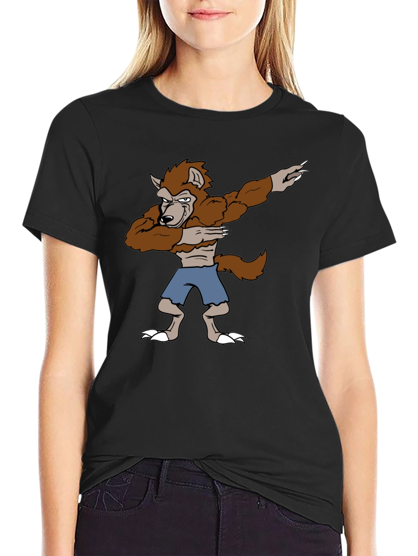 Dabbing Werewolf Graphic T-Shirt - Funny Halloween Tee
