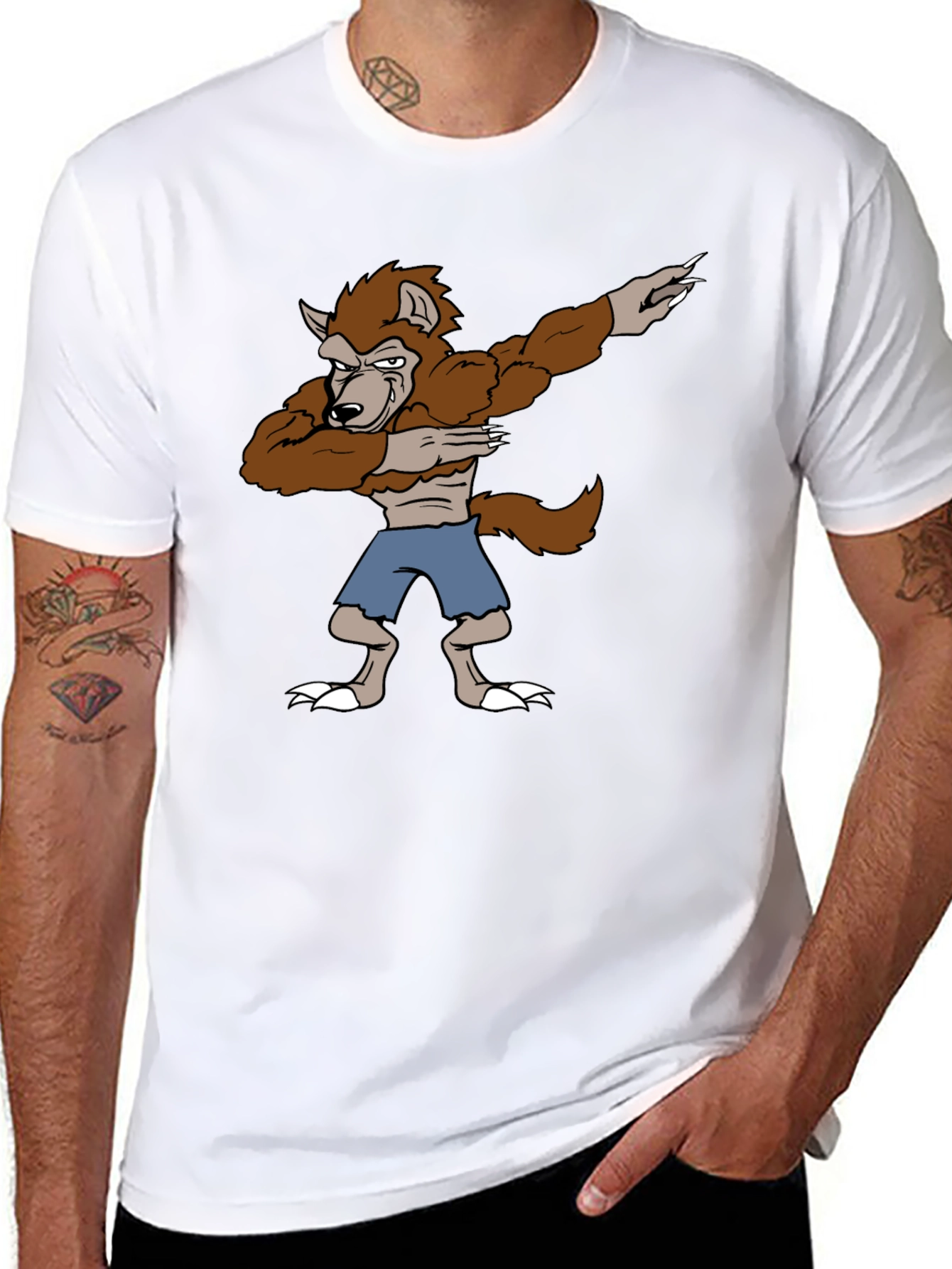 Dabbing Werewolf Graphic T-Shirt - Funny Halloween Tee