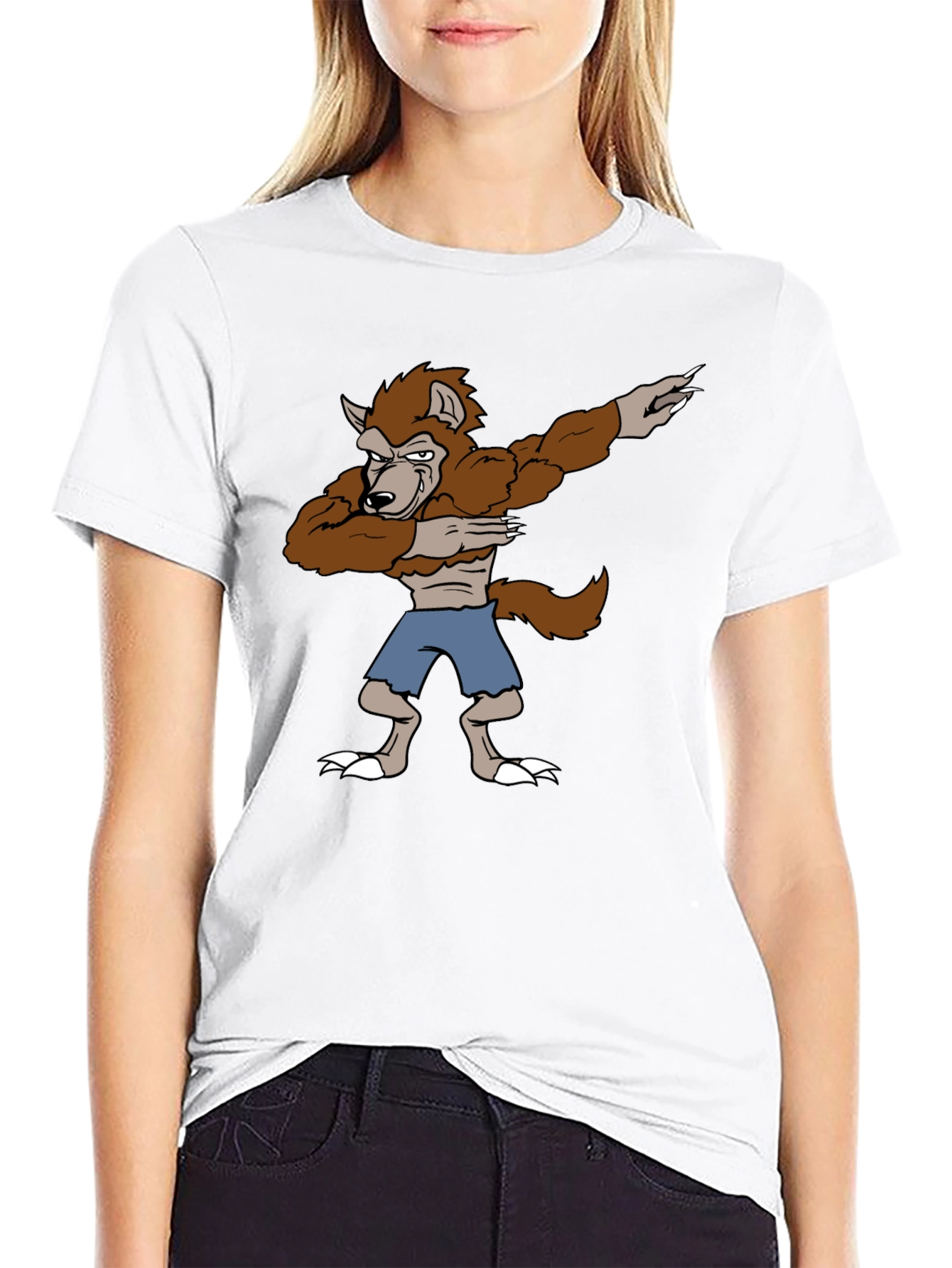 Dabbing Werewolf Graphic T-Shirt - Funny Halloween Tee