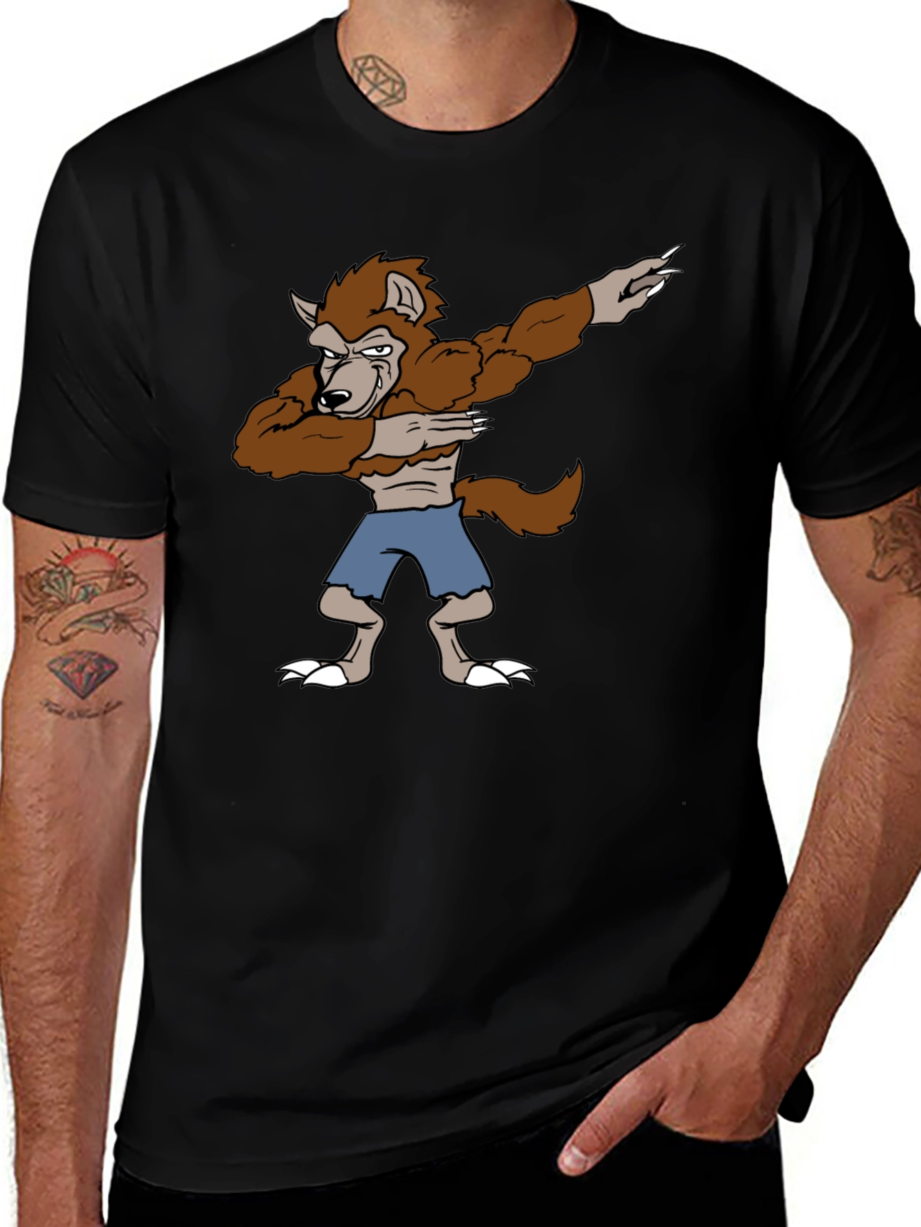 Dabbing Werewolf Graphic T-Shirt - Funny Halloween Tee