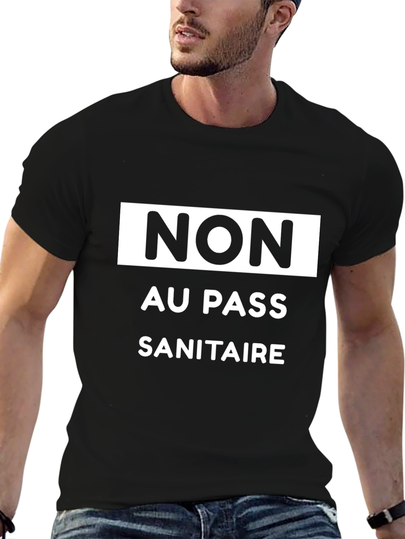 Non Au Pass Sanitaire Black Graphic Tee