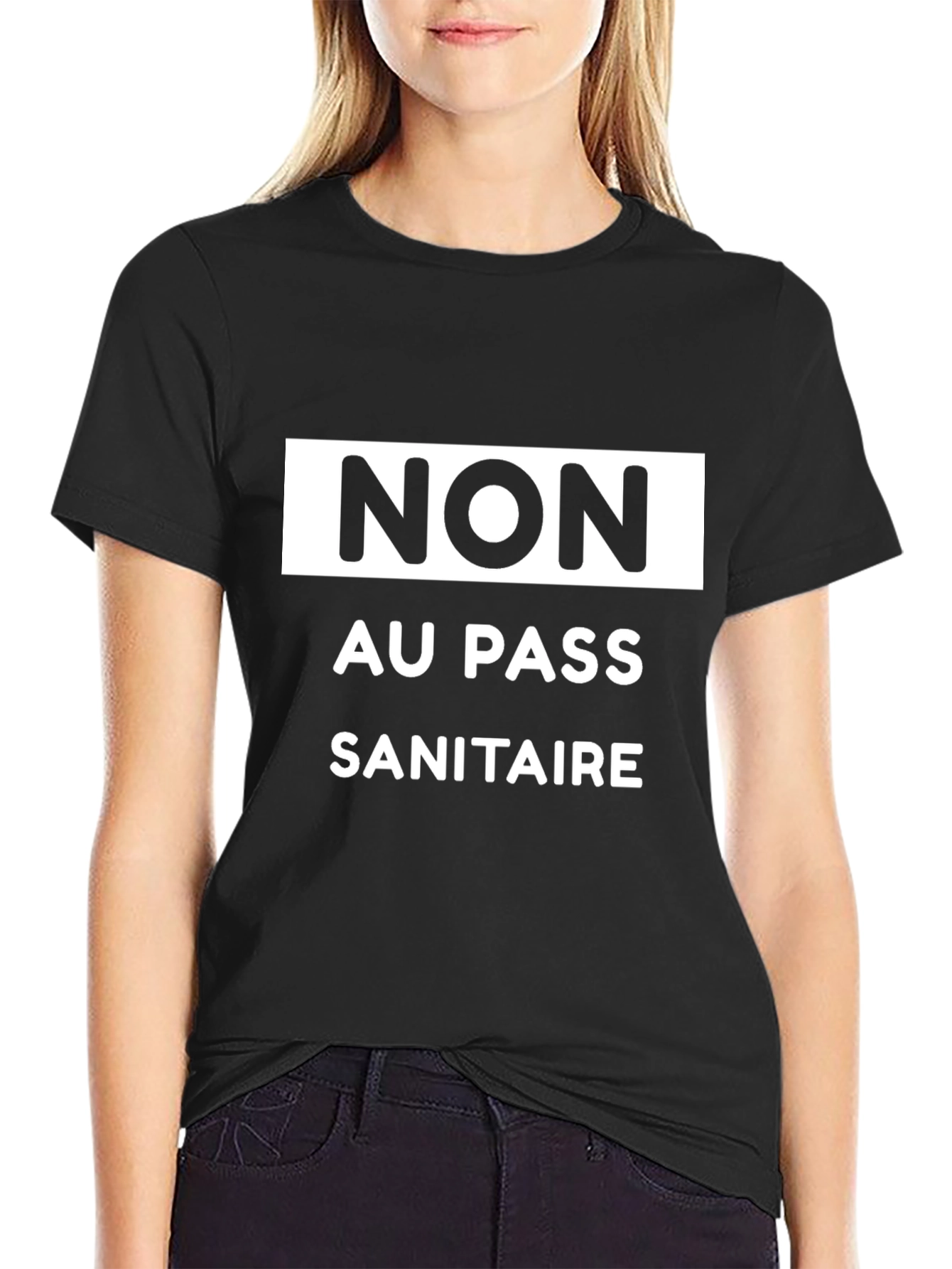 Non Au Pass Sanitaire Black Graphic Tee