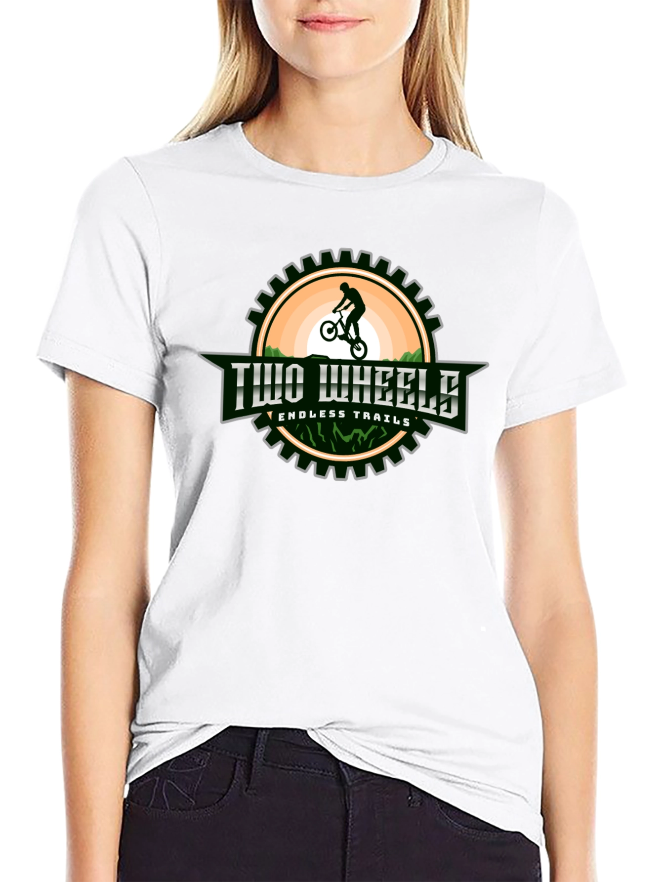 Two Wheels Endless Trails Black Graphic T-Shirt