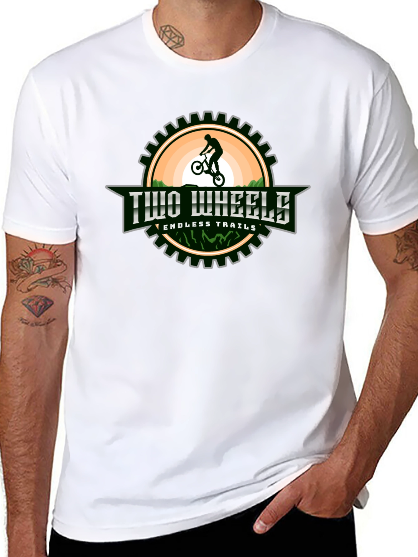 Two Wheels Endless Trails Black Graphic T-Shirt