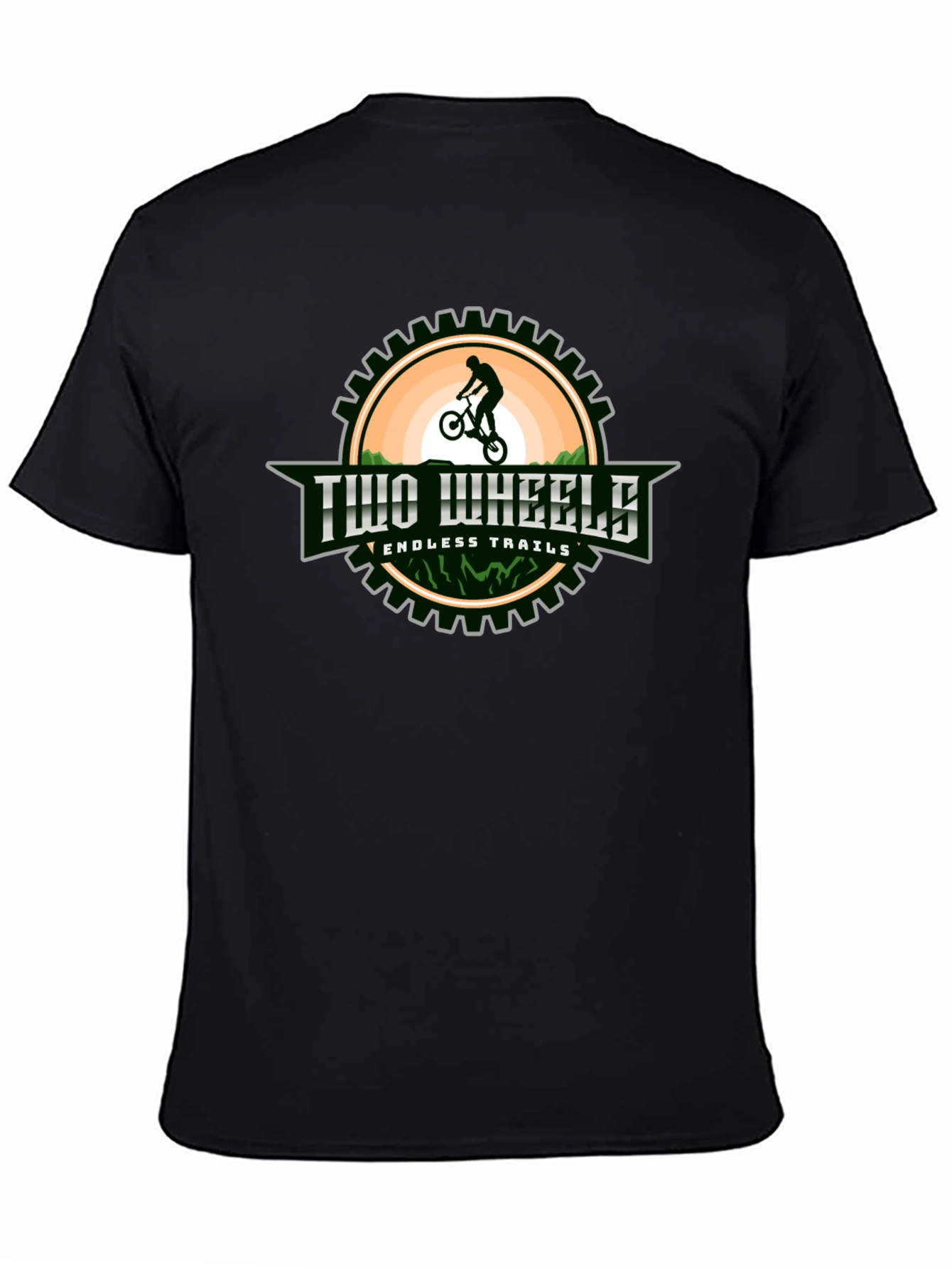 Two Wheels Endless Trails Black Graphic T-Shirt