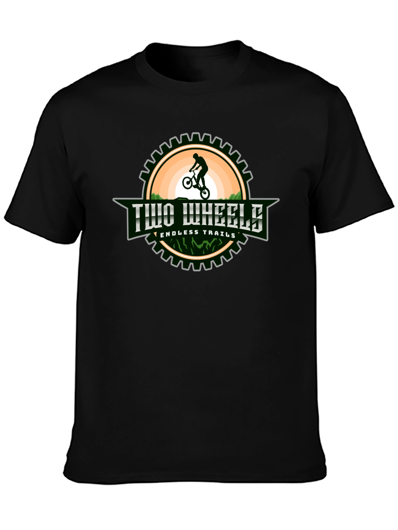 Two Wheels Endless Trails Black Graphic T-Shirt