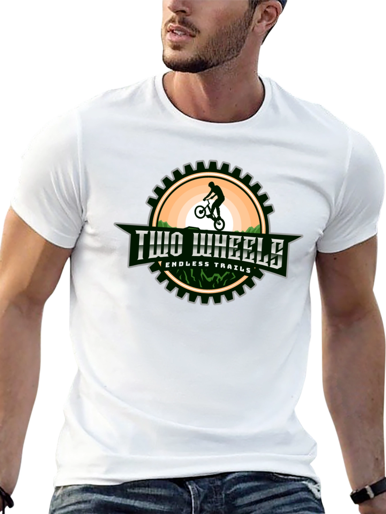 Two Wheels Endless Trails Black Graphic T-Shirt