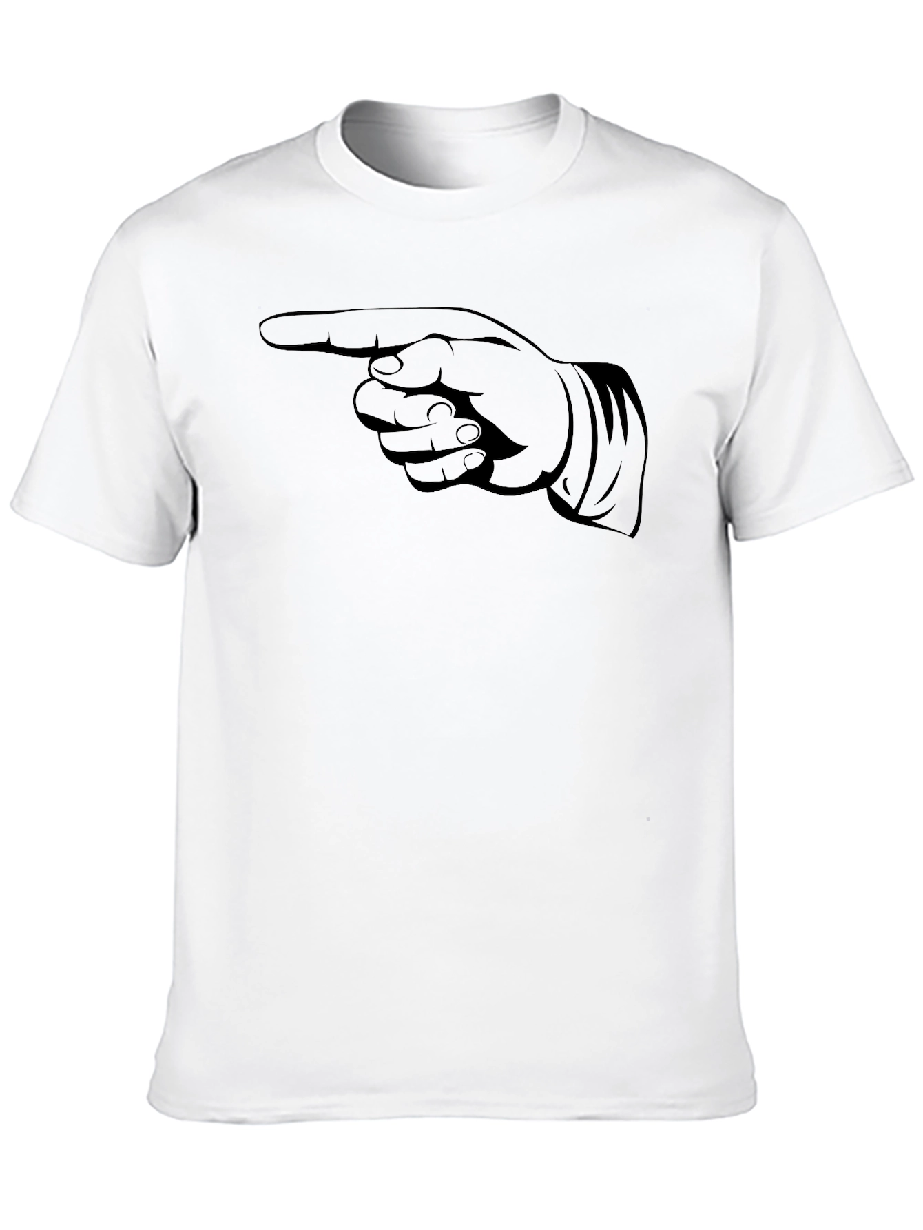 Pointing Finger Graphic Tee - Black Cotton T-Shirt
