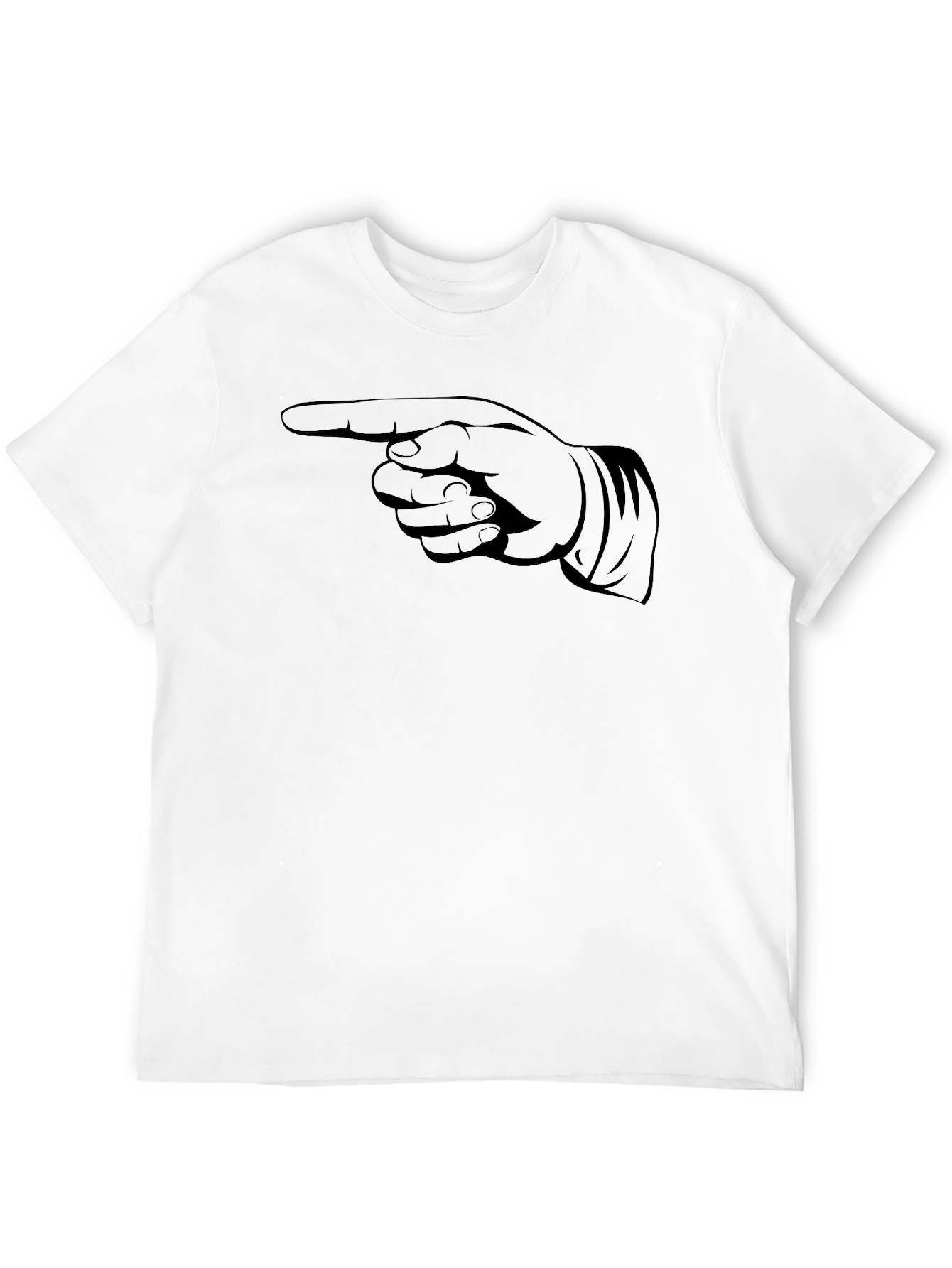 Pointing Finger Graphic Tee - Black Cotton T-Shirt