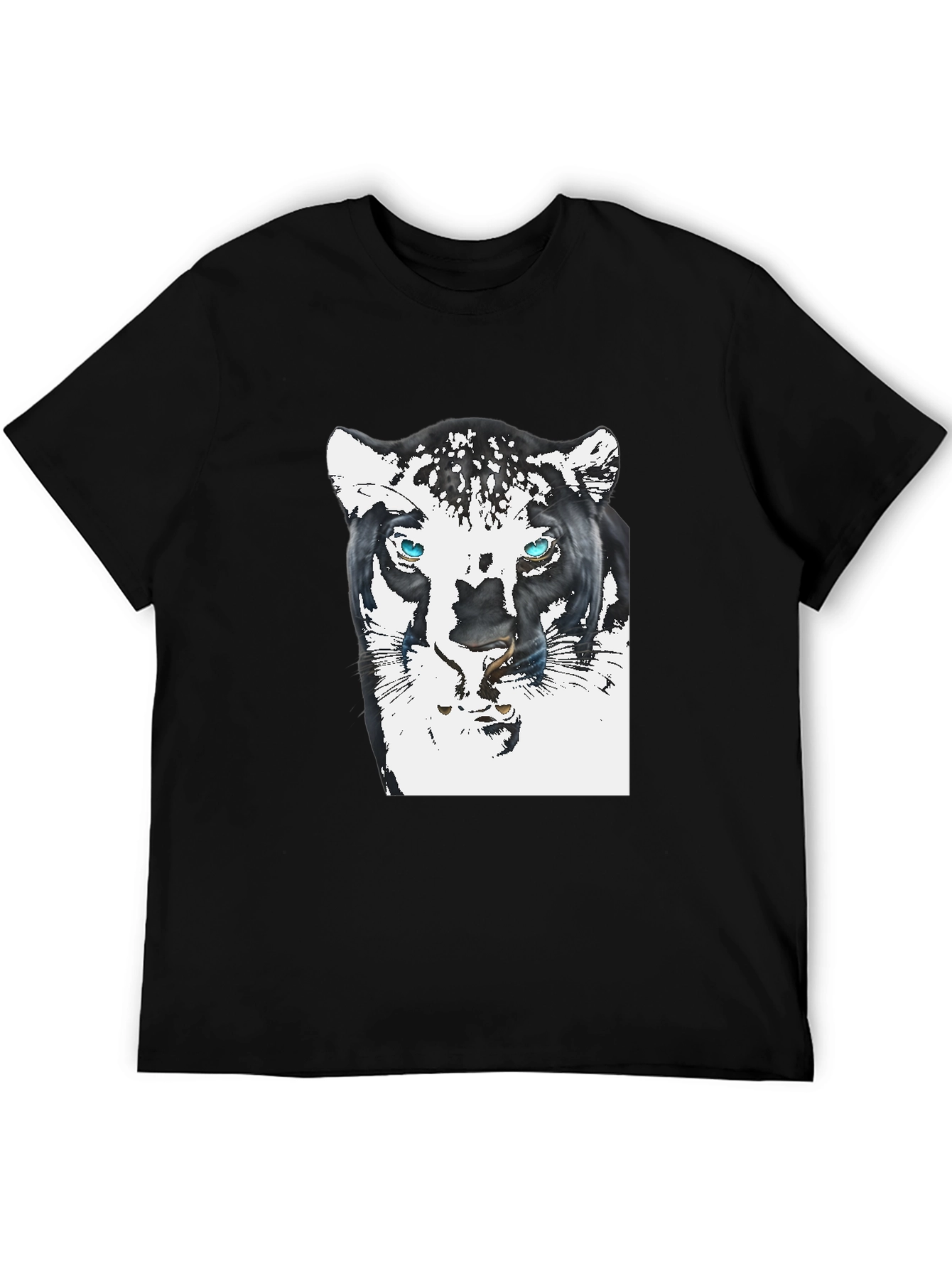 Black T-Shirt with Artistic Jaguar Graphic Print