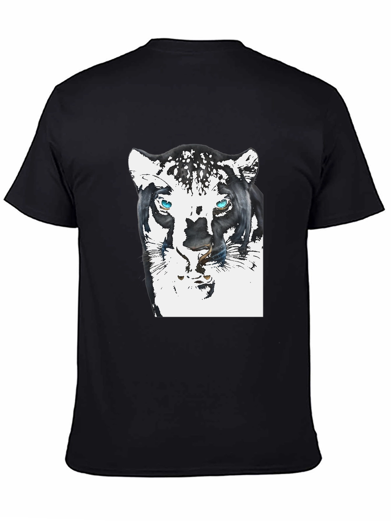Black T-Shirt with Artistic Jaguar Graphic Print