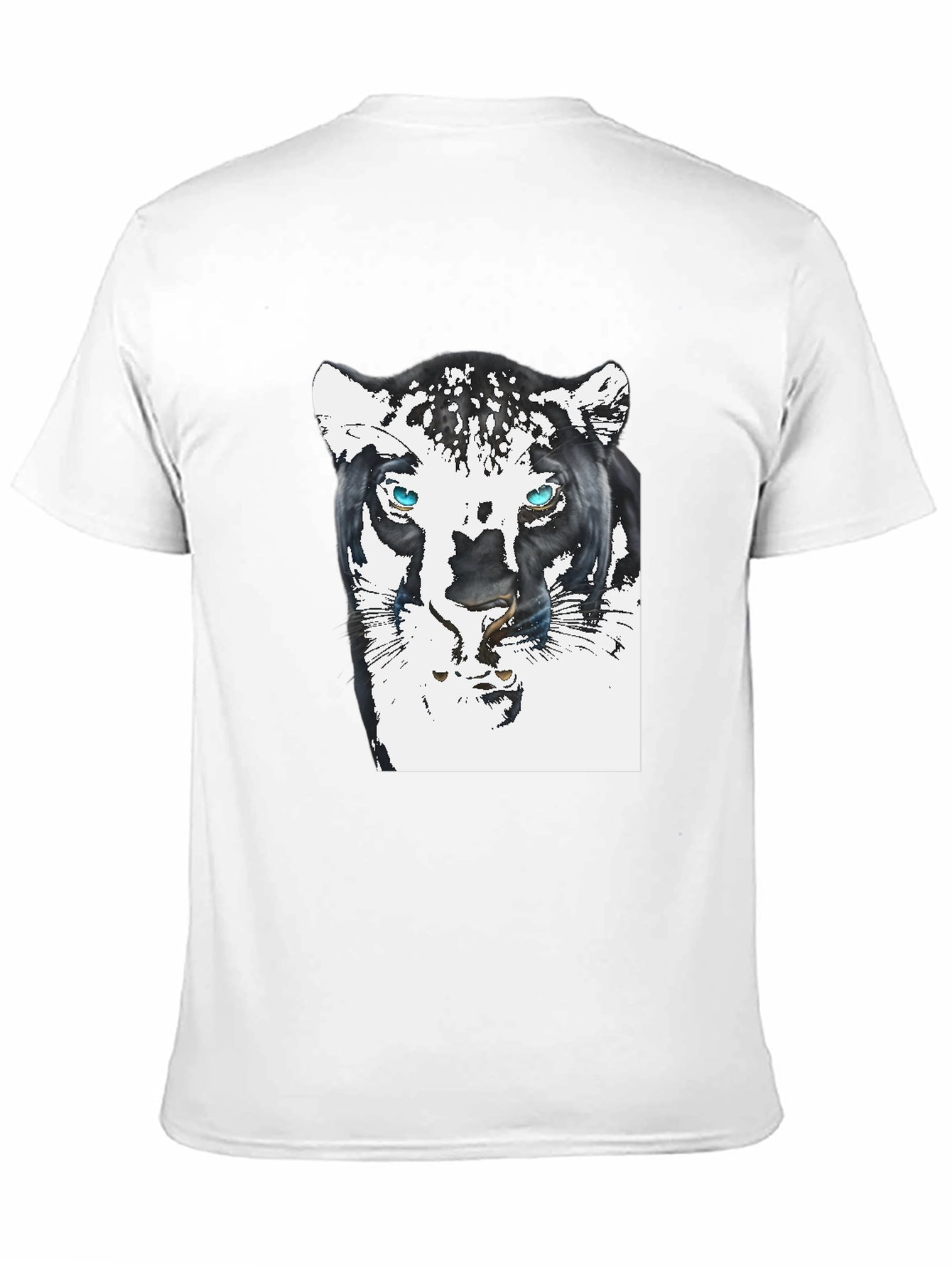 Black T-Shirt with Artistic Jaguar Graphic Print
