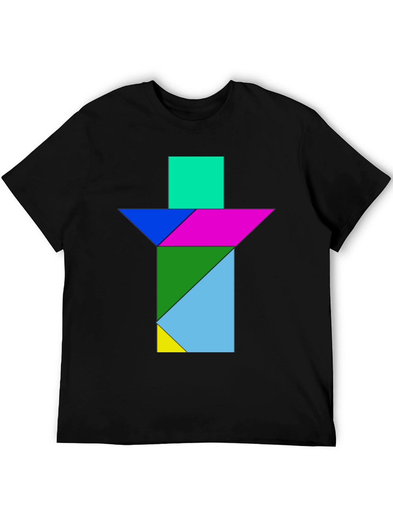 Geometric Tangram T-Shirt - Abstract Puzzle Design
