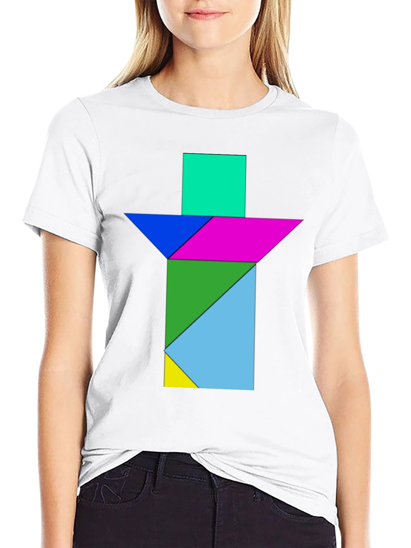 Geometric Tangram T-Shirt - Abstract Puzzle Design