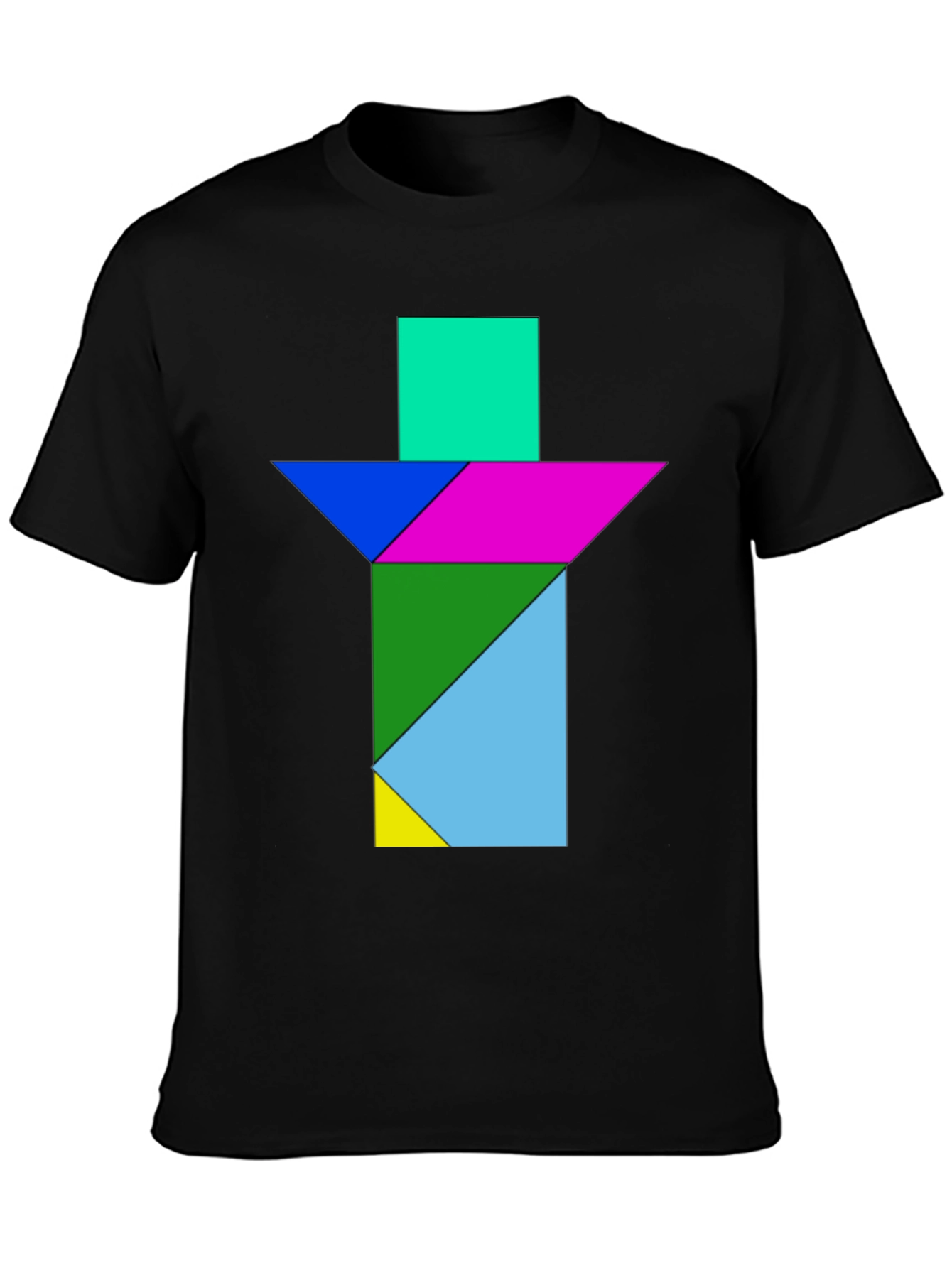 Geometric Tangram T-Shirt - Abstract Puzzle Design