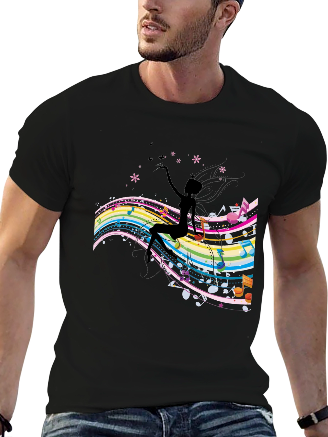 Musical Silhouette Graphic Tee - Black