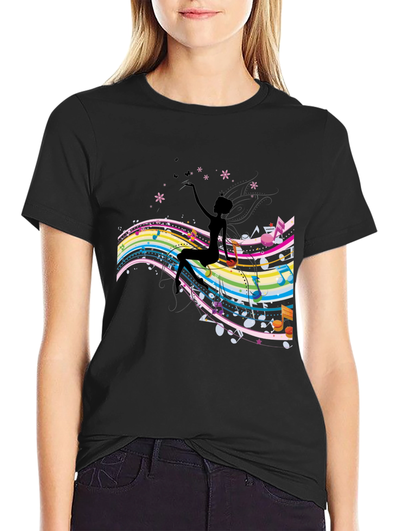 Musical Silhouette Graphic Tee - Black