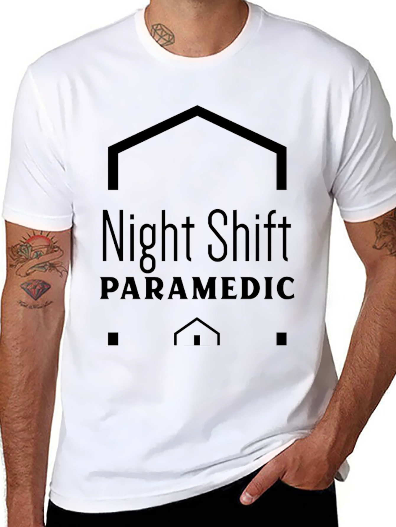 Night Shift Paramedic Graphic Tee - Black Cotton