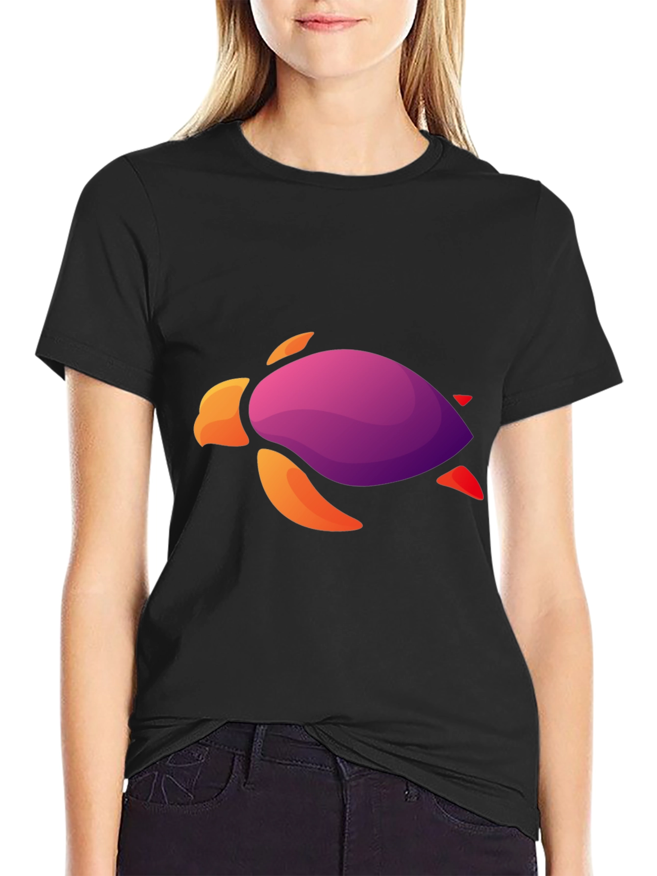 Gradient Turtle Graphic Tee - Cool Casual Style
