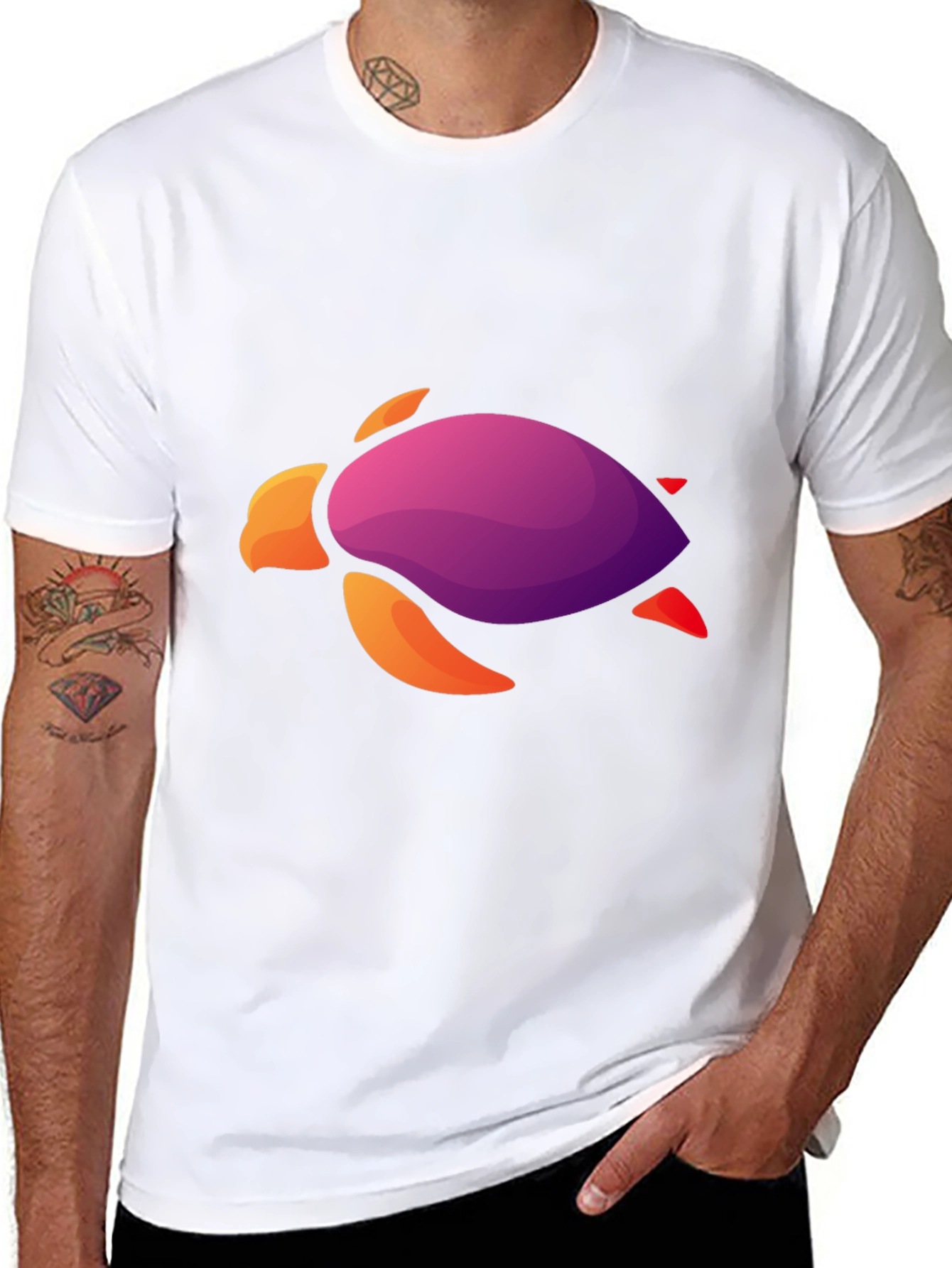 Gradient Turtle Graphic Tee - Cool Casual Style