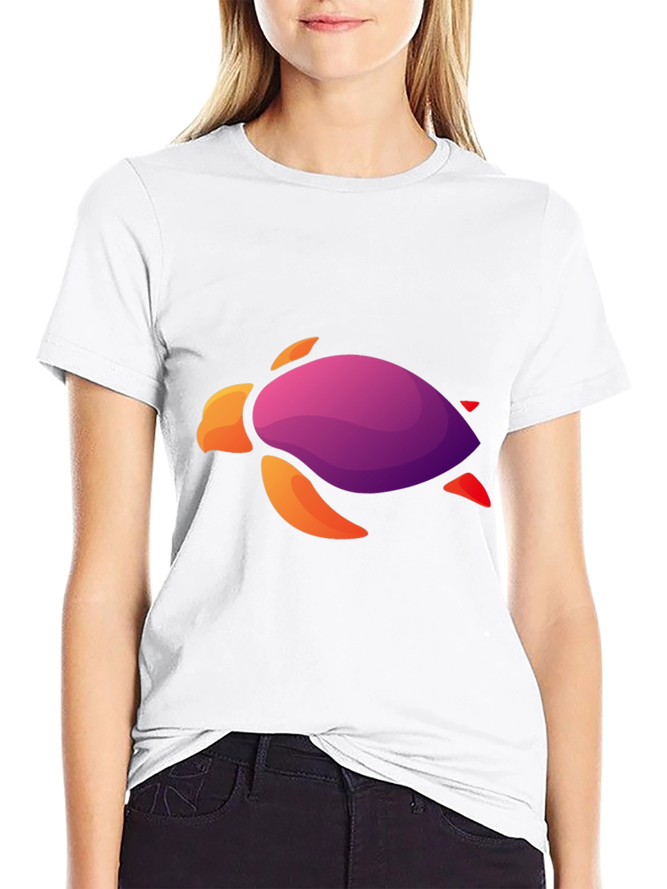 Gradient Turtle Graphic Tee - Cool Casual Style