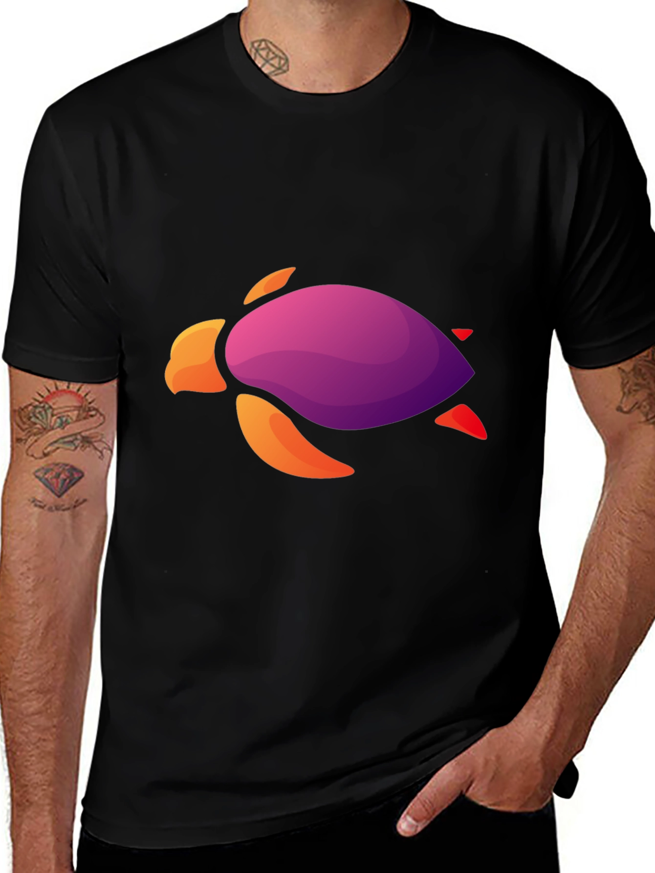 Gradient Turtle Graphic Tee - Cool Casual Style
